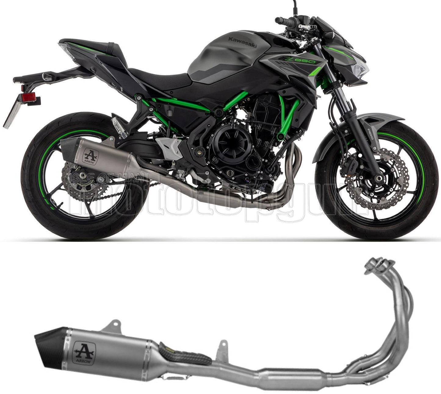 ARROW SCARICO COMPLETO OMOLOGATO OPEN VELOCE TITANIO FONDELLO CARBY COMPATIBILE CON KAWASAKI Z650 Z-650 24/25