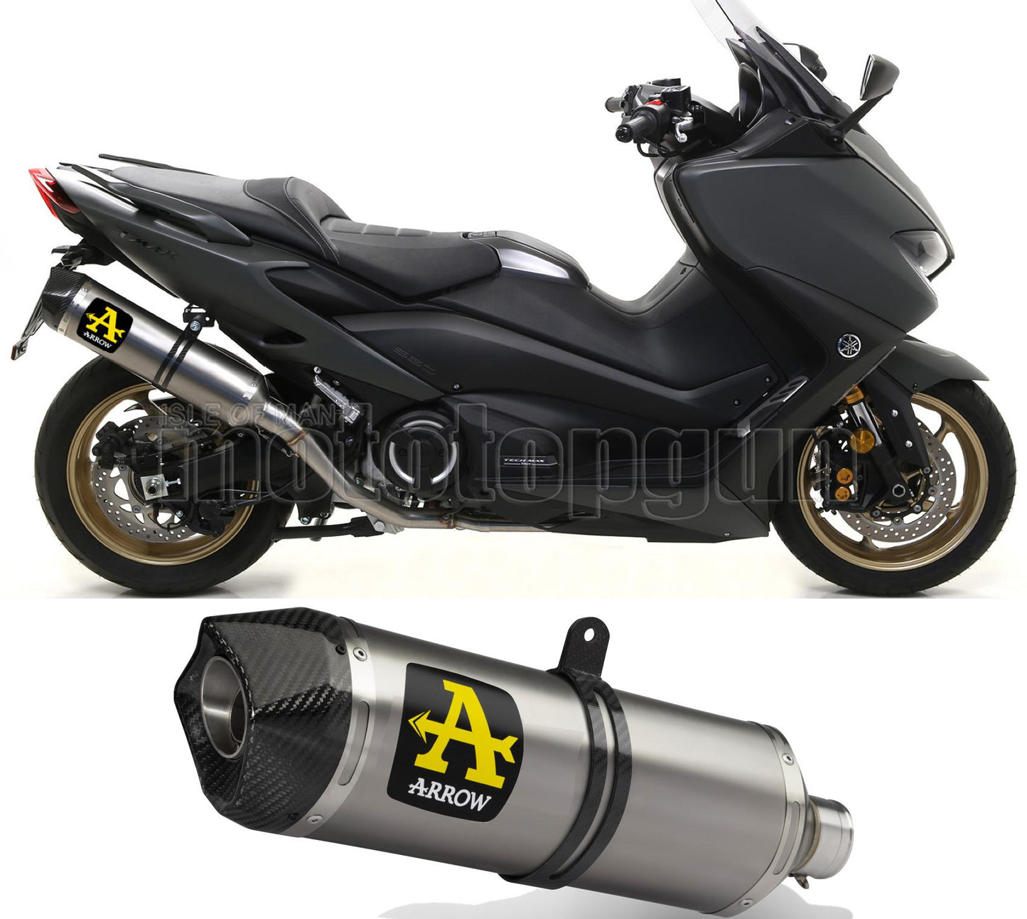 SCARICO OMOLOGATO ARROW RACE-TECH IN TITANIO CON FONDELLO IN CARBY COMPATIBILE CON YAMAHA TMAX T-MAX 560 20/21