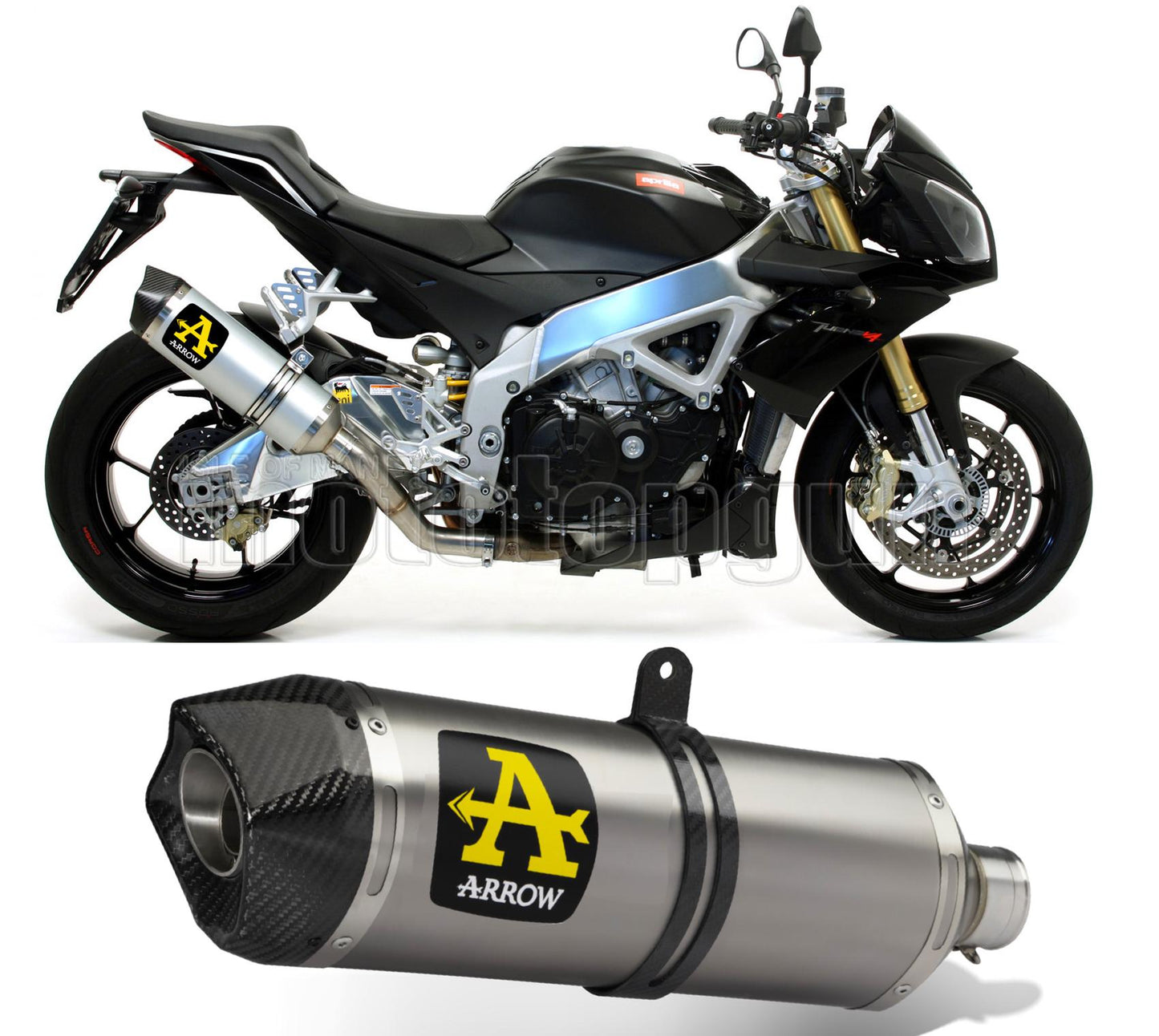 SCARICO COMPLETO OMOLOGATO OPEN ARROW RACE-TECH IN ALLUMINIO CON FONDELLO IN CARBY COMPATIBILE CON APRILIA TUONO V4-R 11/15