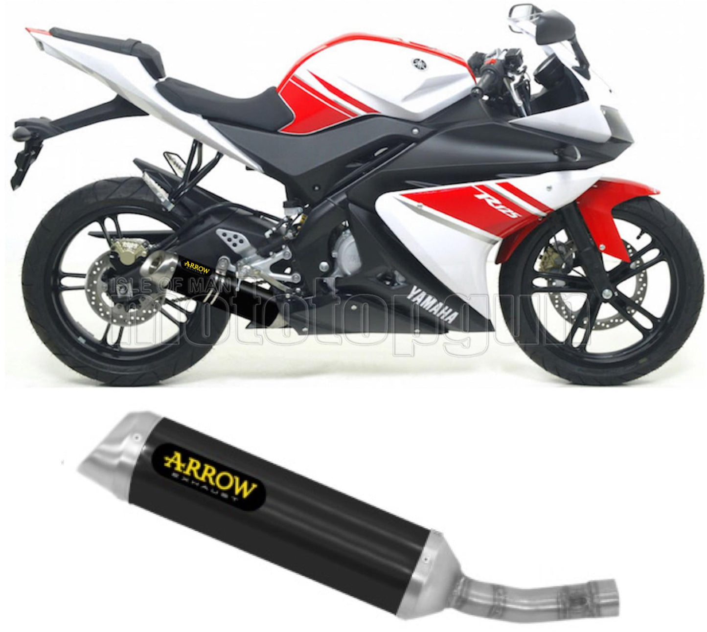 SCARICO OMOLOGATO ARROW THUNDER IN ALLUMINIO NERO CON FONDELLO IN INOX COMPATIBILE CON YAMAHA YZF R125 R-125 08/13