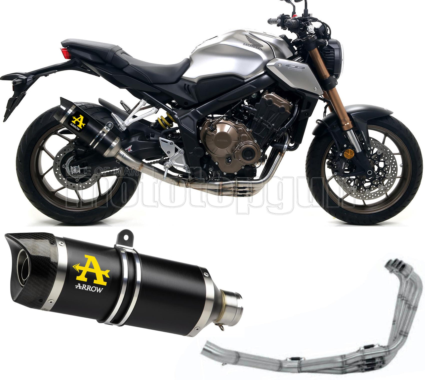 SCARICO OMOLOGATO ARROW THUNDER IN ALLUMINIO NERO CON FONDELLO IN CARBY COMPATIBILE CON HONDA CB 650 R 19/22