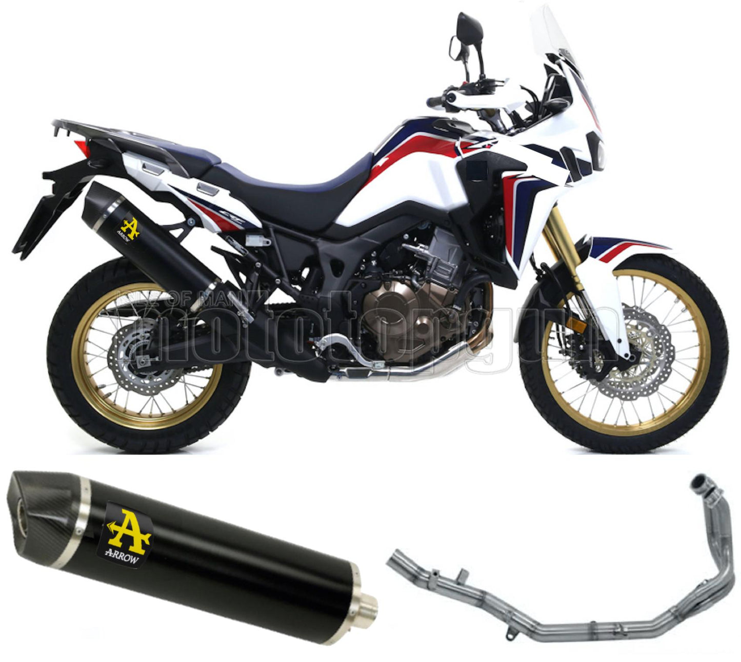 SCARICO OMOLOGATO ARROW MAXI RACE-TECH IN ALLUMINIO NERO CON FONDELLO IN CARBY COMPATIBILE CON HONDA AFRICA TWIN 1000 16/19