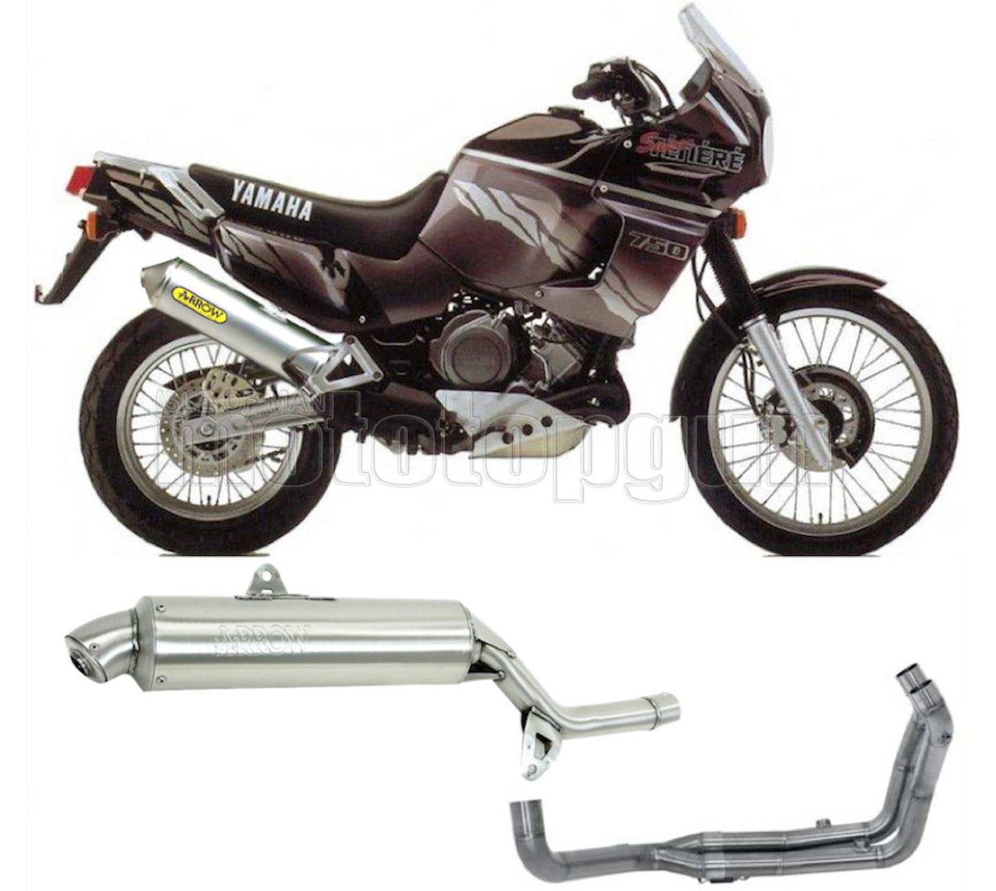 SCARICO OMOLOGATO ARROW PARIS DACAR IN INOX CON FONDELLO IN INOX COMPATIBILE CON YAMAHA XTZ 750 SUPERTENERE 89/94