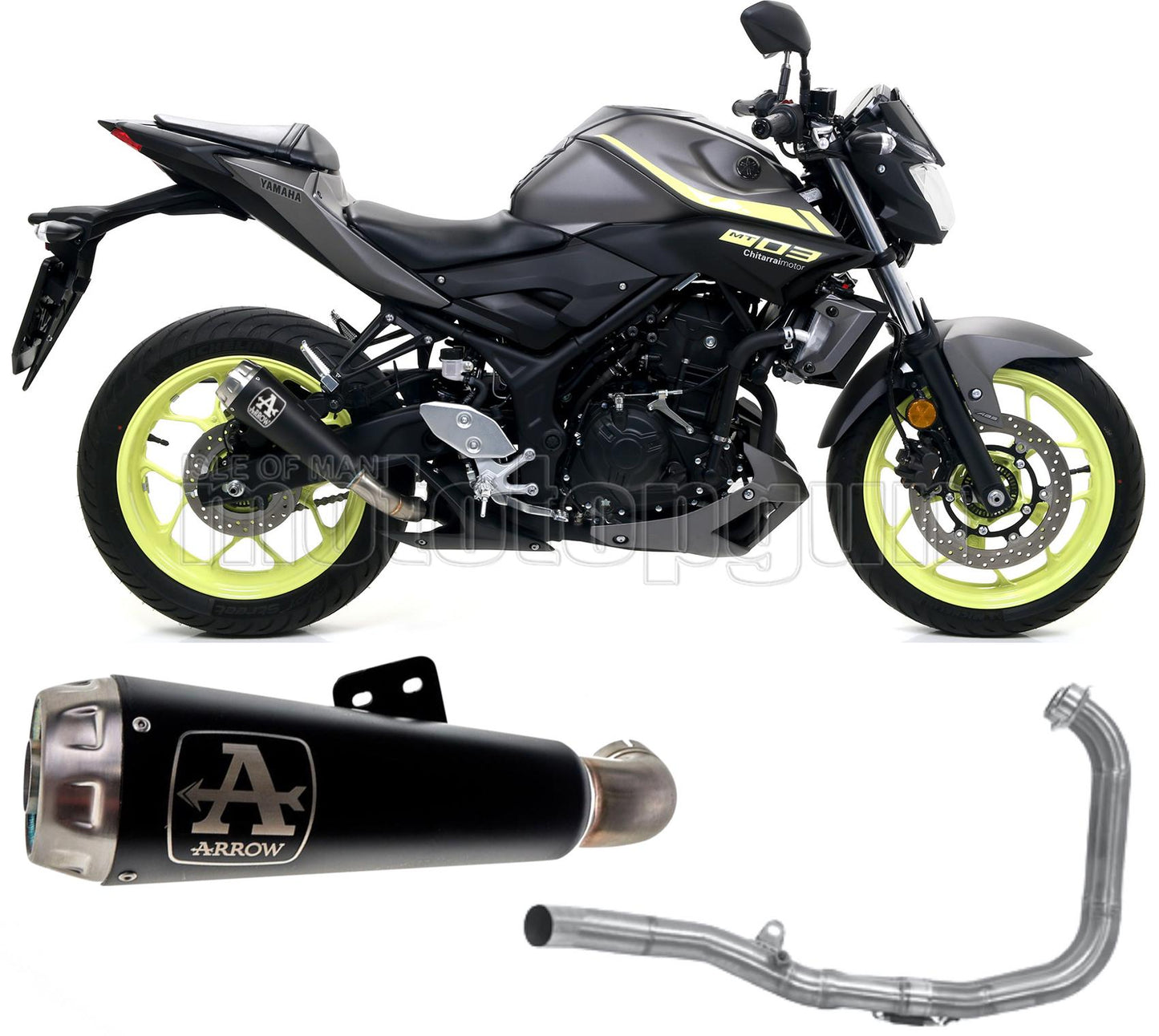 SCARICO OMOLOGATO CATALIZZATO ARROW PRO-RACE IN NICHROM NERO CON FONDELLO IN INOX COMPATIBILE CON YAMAHA MT03 MT-03 18/19