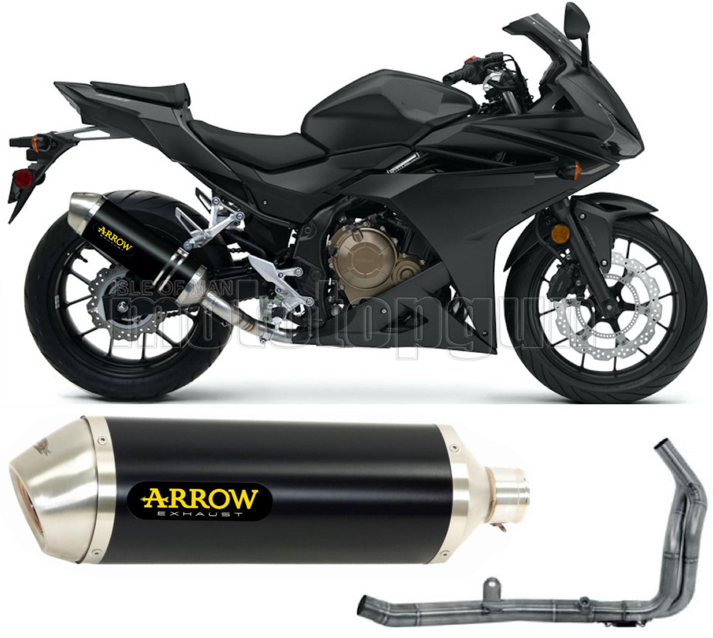 SCARICO COMPLETO OMOLOGATO OPEN ARROW RACE-TECH IN ALLUMINIO NERO CON FONDELLO IN INOX COMPATIBILE CON HONDA CBR 500 R 16/18