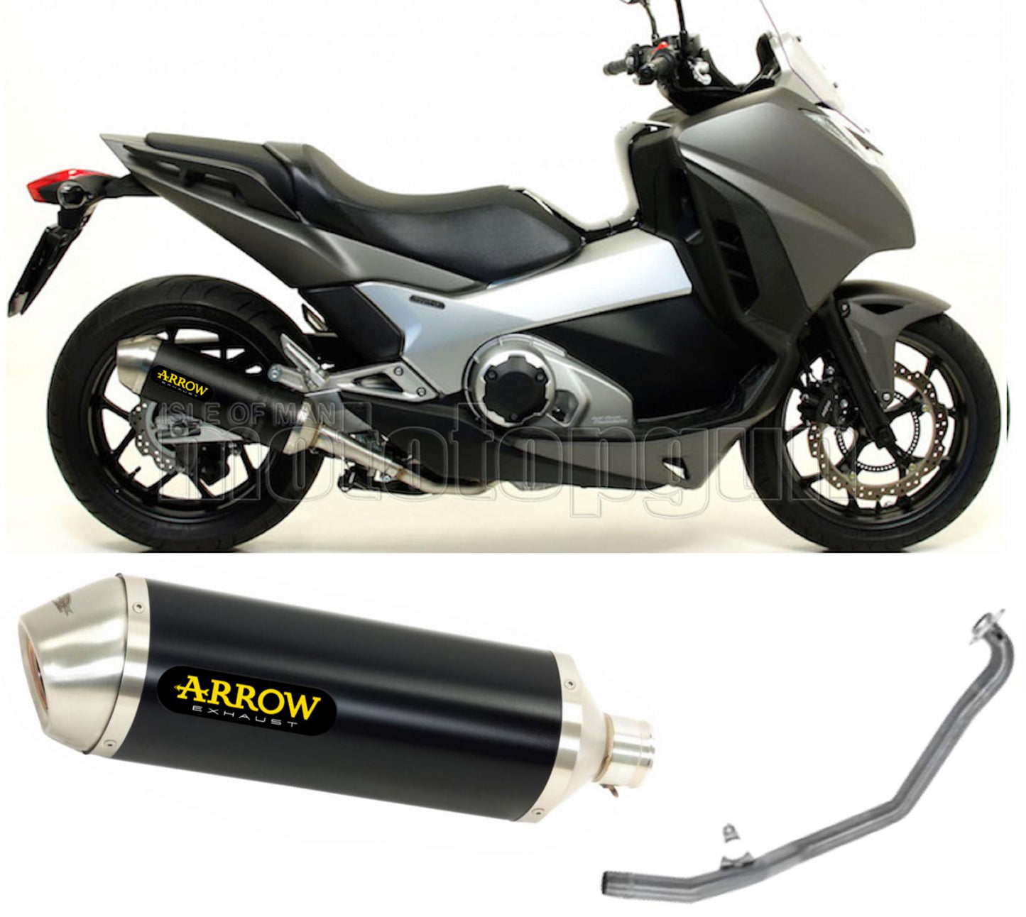 SCARICO COMPLETO OMOLOGATO OPEN ARROW RACE-TECH IN ALLUMINIO NERO CON FONDELLO IN INOX COMPATIBILE CON HONDA INTEGRA 750 DCT 14/20