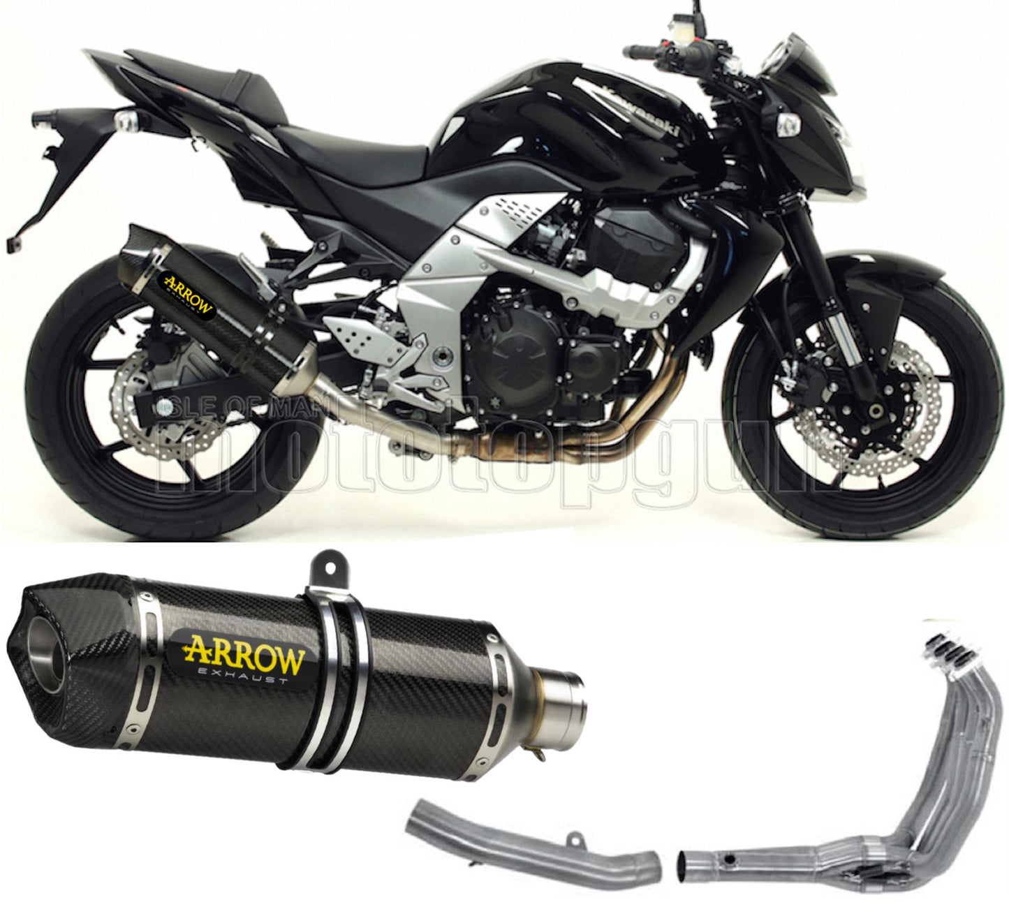 SCARICO COMPLETO OMOLOGATO OPEN ARROW RACE-TECH IN CARBONIO CON FONDELLO IN CARBY COMPATIBILE CON KAWASAKI Z750 Z-750 07/14