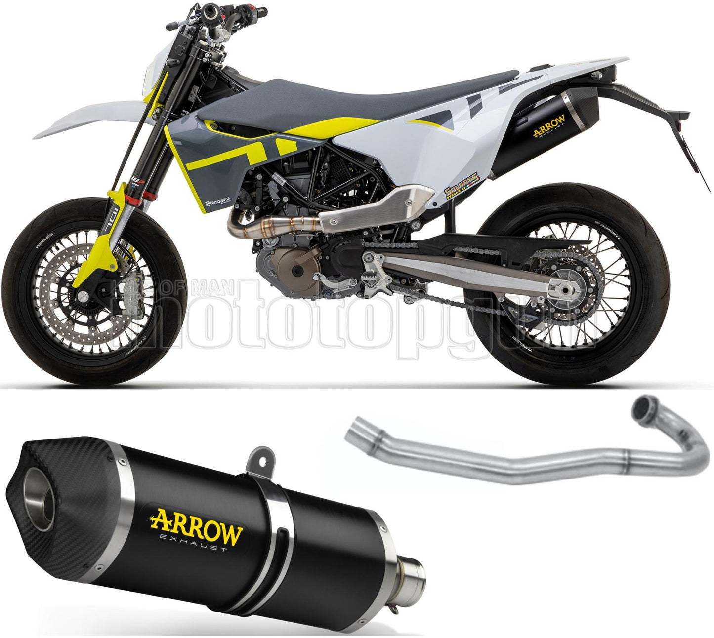 SCARICO OMOLOGATO ARROW RACE-TECH IN ALLUMINIO NERO CON FONDELLO IN CARBY COMPATIBILE CON KTM 690 SMC R 19/23