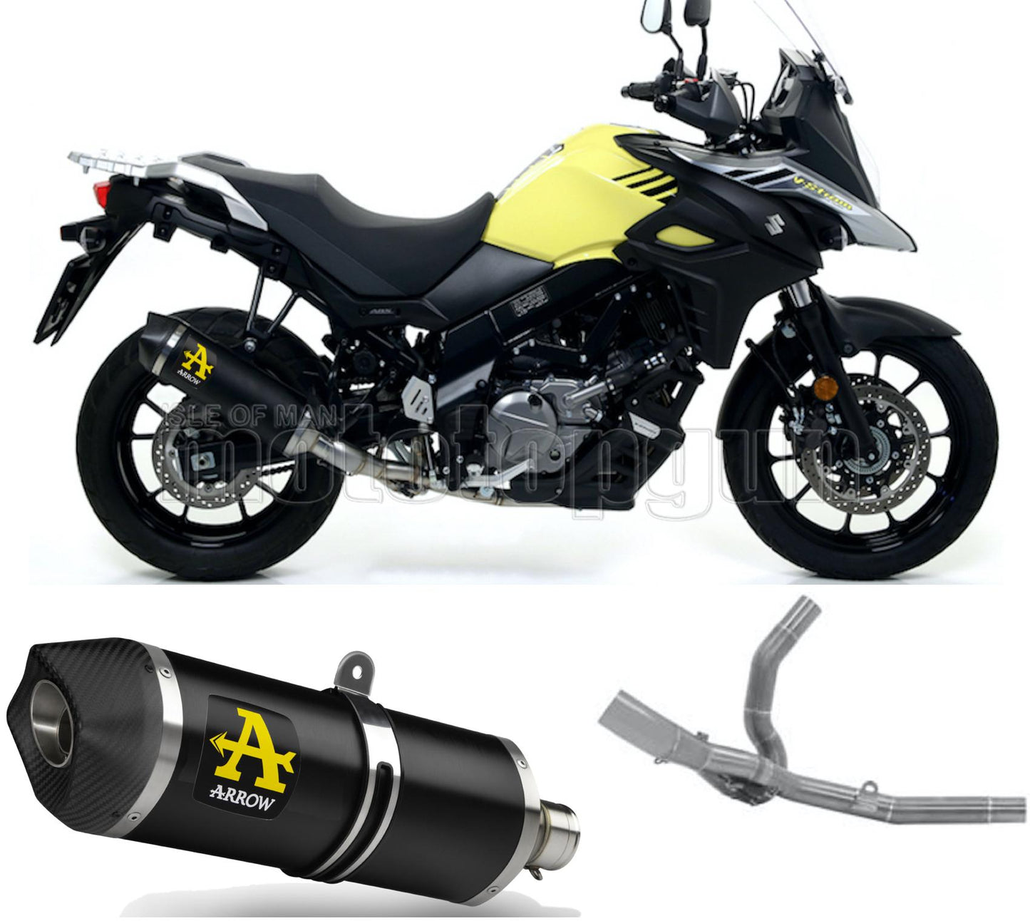 SCARICO OMOLOGATO ARROW RACE-TECH IN ALLUMINIO NERO CON FONDELLO IN CARBY COMPATIBILE CON SUZUKI V-STROM 650 17/20