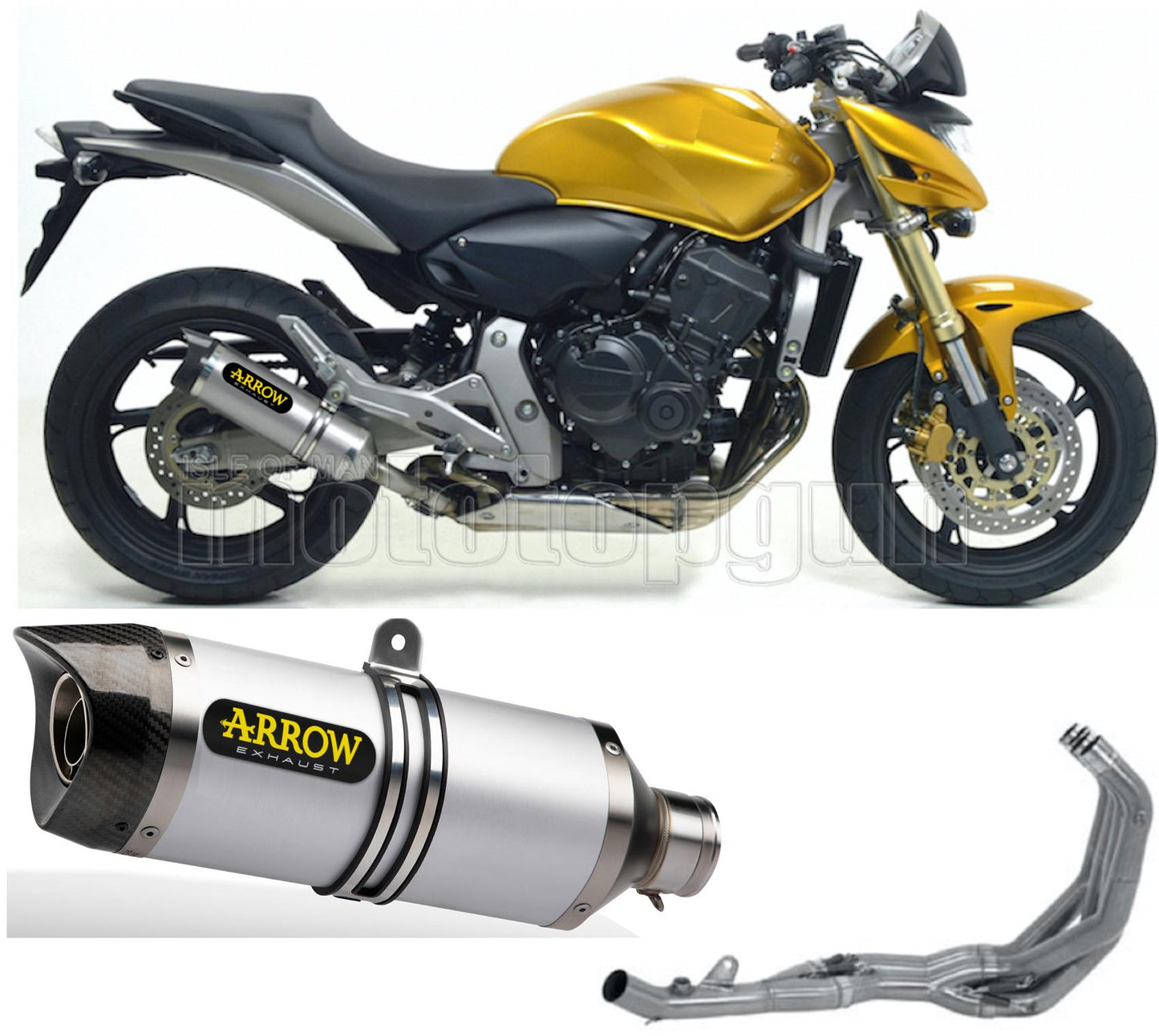 SCARICO COMPLETO OMOLOGATO OPEN ARROW THUNDER IN ALLUMINIO CON FONDELLO IN CARBY COMPATIBILE CON HONDA CB 600 F HORNET 07/13
