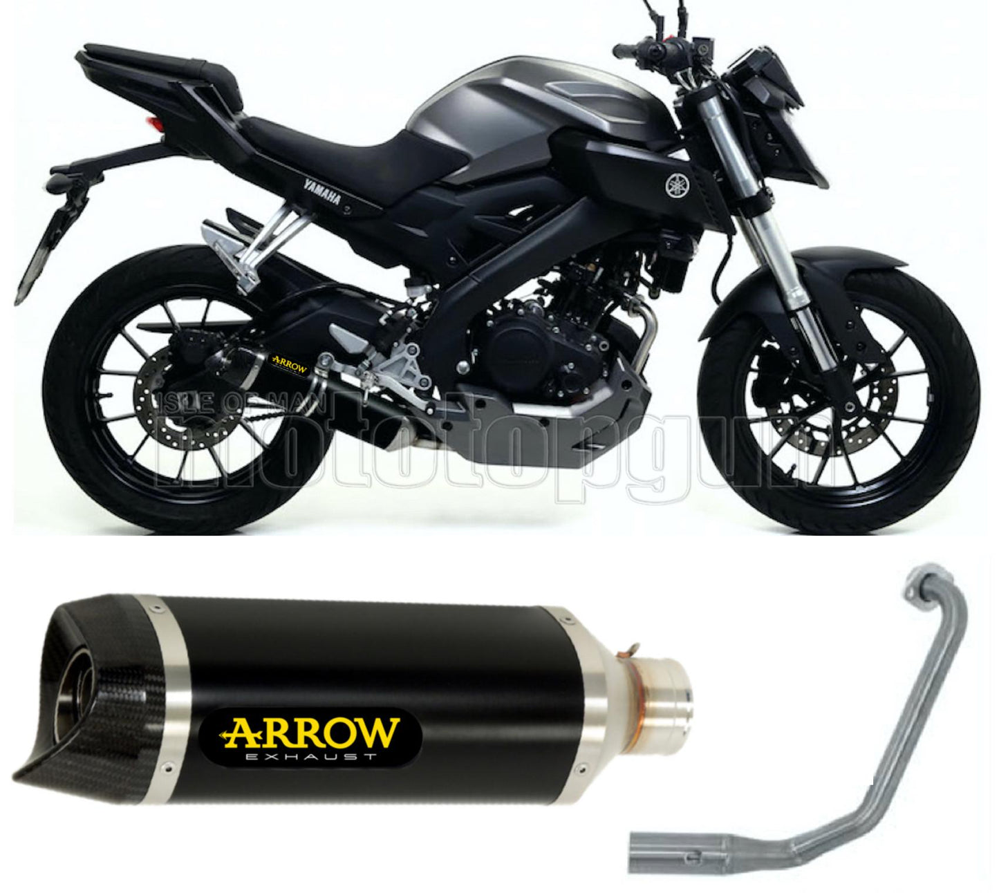 SCARICO OMOLOGATO ARROW THUNDER IN ALLUMINIO NERO CON FONDELLO IN CARBY COMPATIBILE CON YAMAHA MT125 MT-125 14/19