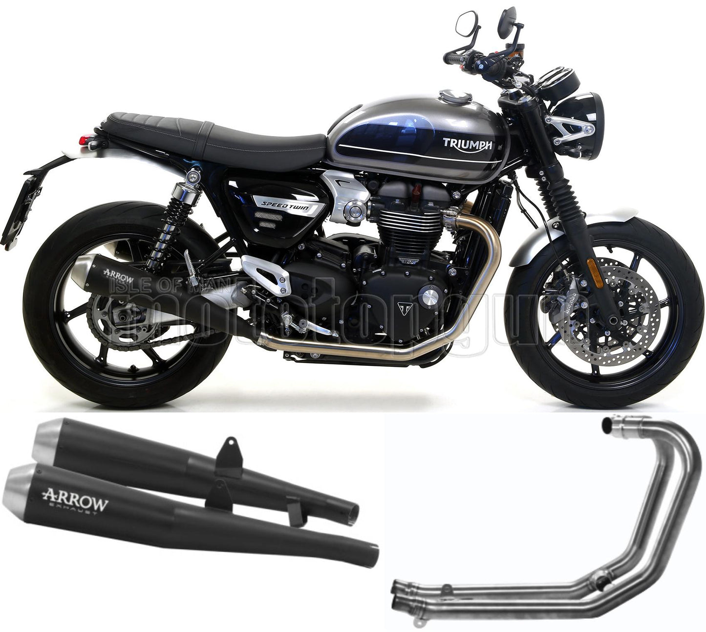 SCARICO OMOLOGATO CATALIZZATO ARROW PRO-RACING IN NICHROM NERO CON FONDELLO IN INOX COMPATIBILE CON TRIUMPH SPEED TWIN 1200 19/20