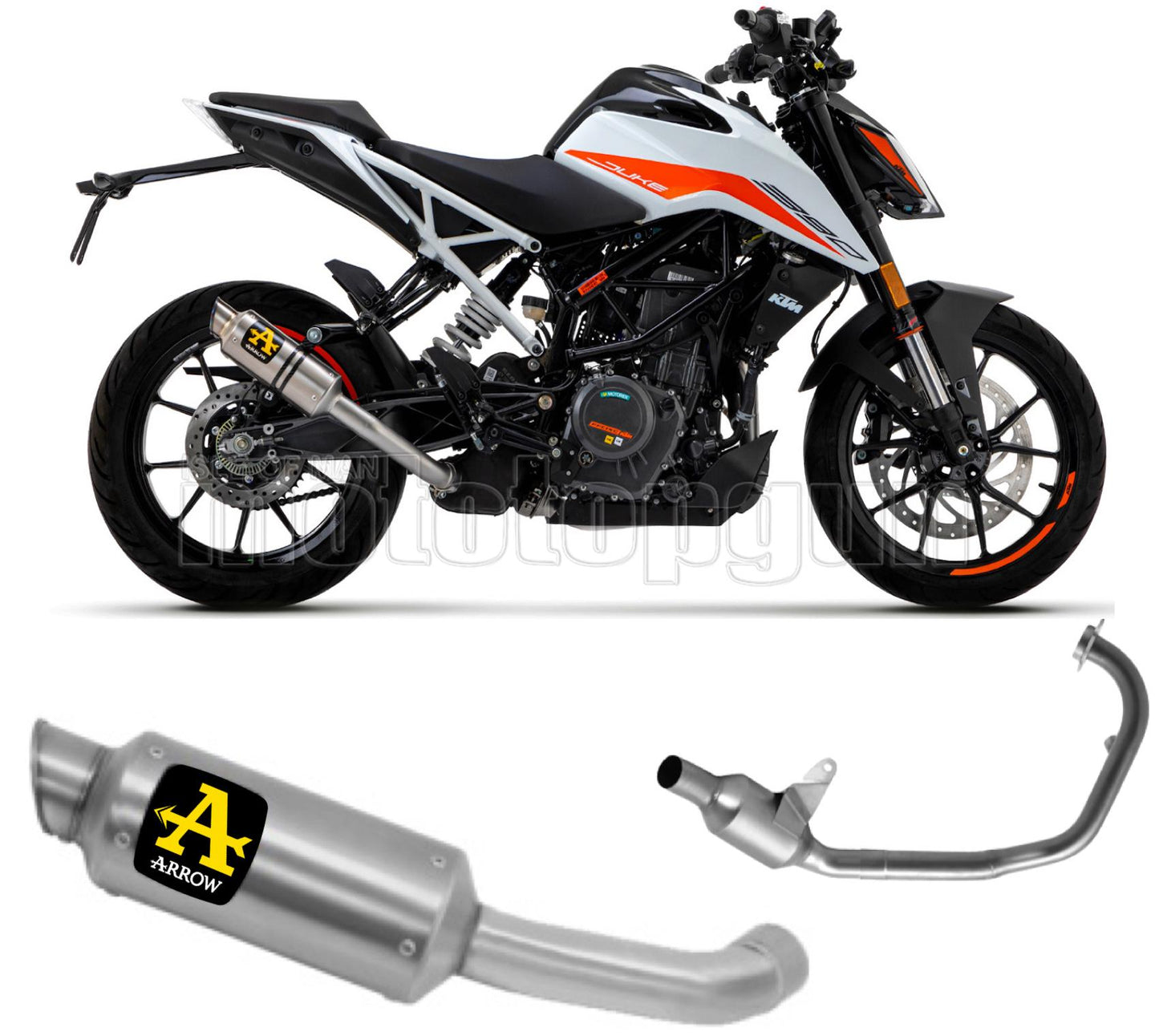 SCARICO OMOLOGATO OPEN ARROW GP2 GP-2 IN TITANIO CON FONDELLO IN INOX COMPATIBILE CON KTM DUKE 390 21/23