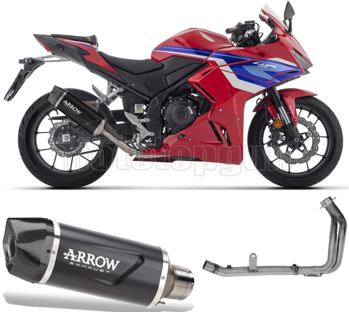 SCARICO OMOLOGATO ARROW INDY-RACE EVO IN ALLUMINIO NERO CON FONDELLO IN CARBY COMPATIBILE CON HONDA CBR 500 R 2024