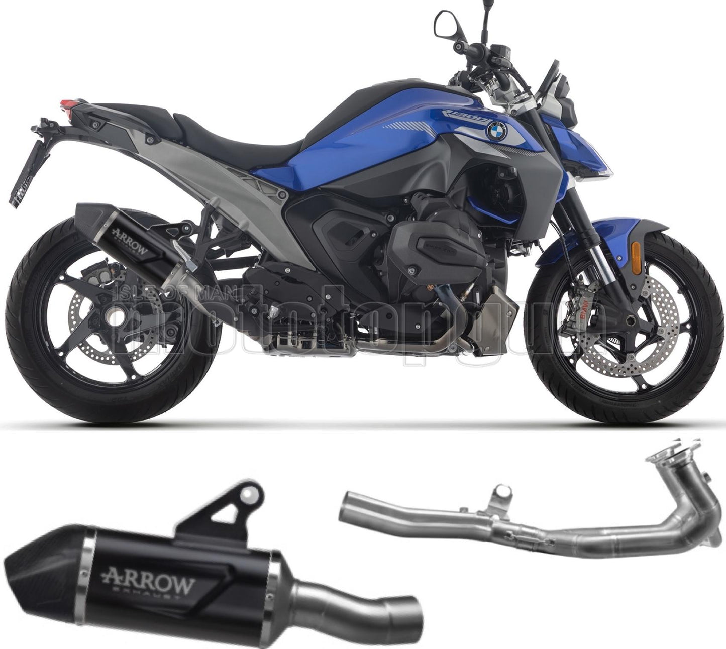 ARROW SCARICO COMPLETO OMOLOGATO OPEN INDY-RACE EVO ALLUMINIO NERO E COLLETTORE IN TITANIO FONDELLO CARBY COMPATIBILE CON BMW R 1300 R 25/26
