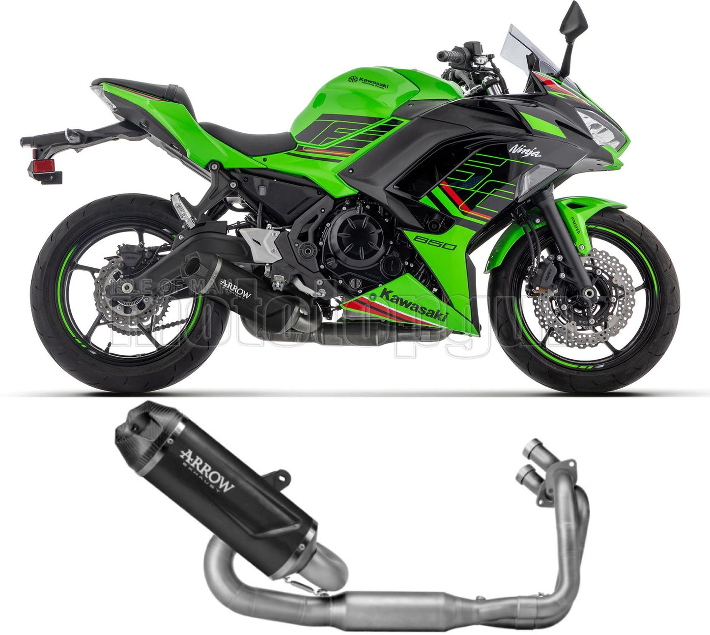 ARROW SCARICO COMPLETO OMOLOGATO CATALIZZATO INDY-RACE EVO ALLUMINIO NERO FONDELLO CARBY COMPATIBILE CON KAWASAKI NINJA 650 35KW 24/25
