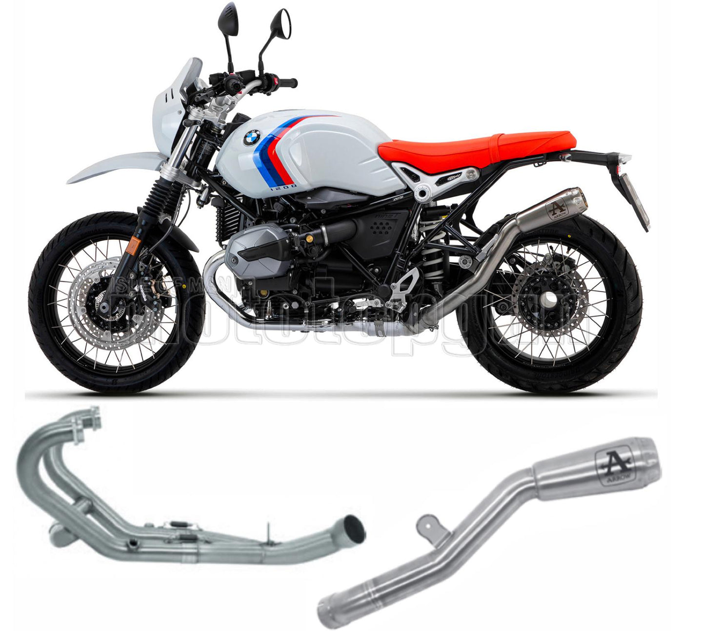 SCARICO OMOLOGATO OPEN ARROW PRO-RACE IN NICHROM CON FONDELLO IN INOX COMPATIBILE CON BMW R NINE T URBAN GS 21/23