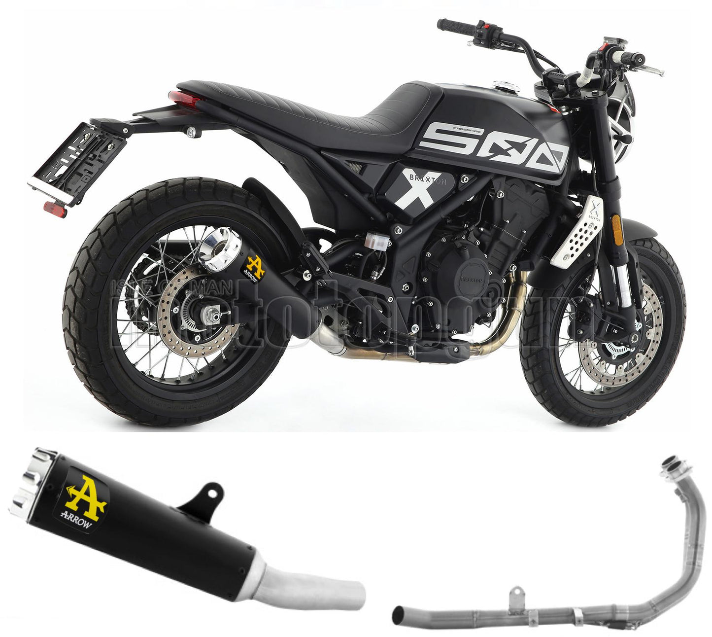 SCARICO RACE ARROW REBEL IN ALLUMINIO NERO CON FONDELLO IN ALLUMINIO COMPATIBILE CON BRIXTON CROSSFIRE 500 X 21/23