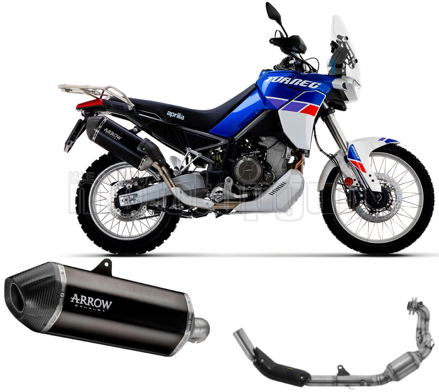 SCARICO OMOLOGATO ARROW SONORA IN TITANIO NERO CON FONDELLO IN CARBY COMPATIBILE CON APRILIA TUAREG 660 22/23