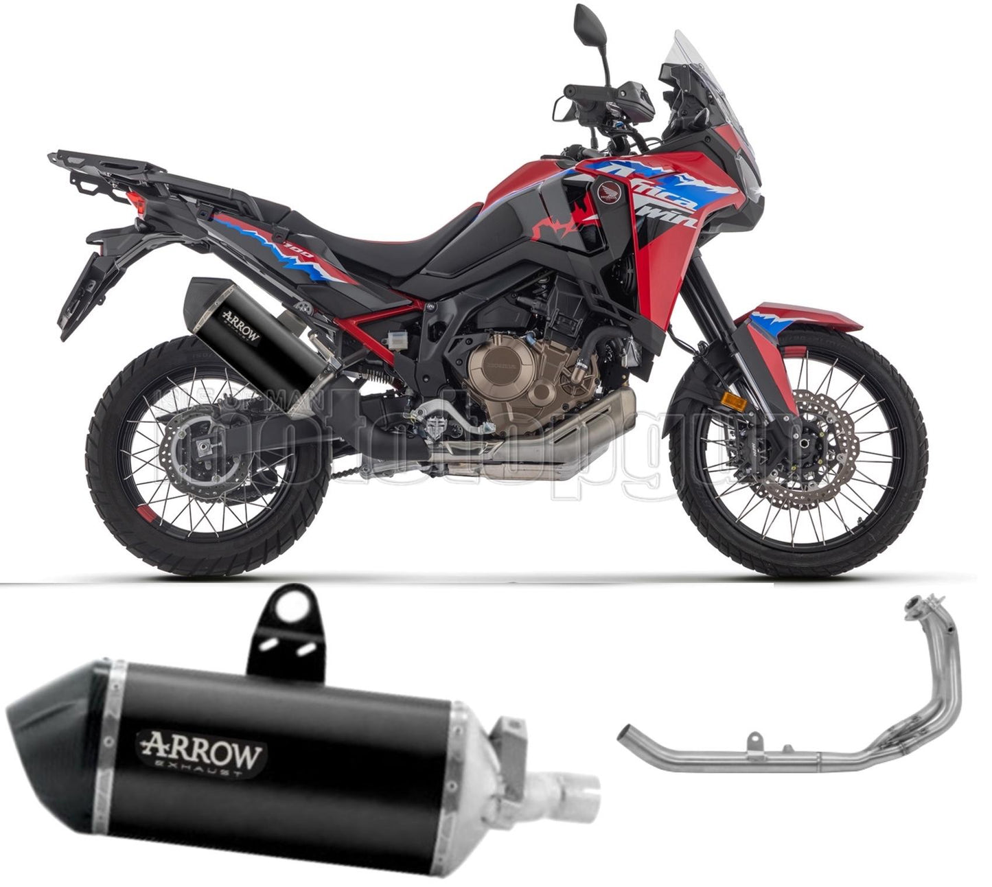 SCARICO OMOLOGATO ARROW SONORA IN TITANIO NERO CON COPPA IN CARBONIO COMPATIBILE CON HONDA AFRICA TWIN CRF 1100 L 2024