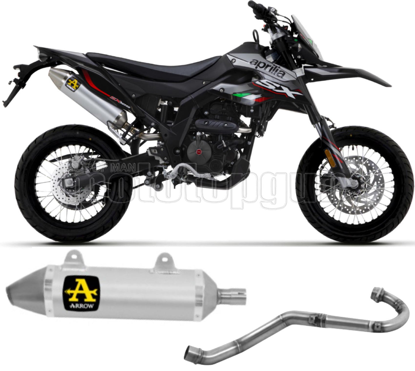 COLLETTORE ARROW THUNDER IN ALLUMINIO CON FONDELLO IN INOX COMPATIBILE CON APRILIA RX - SX 125 21/23