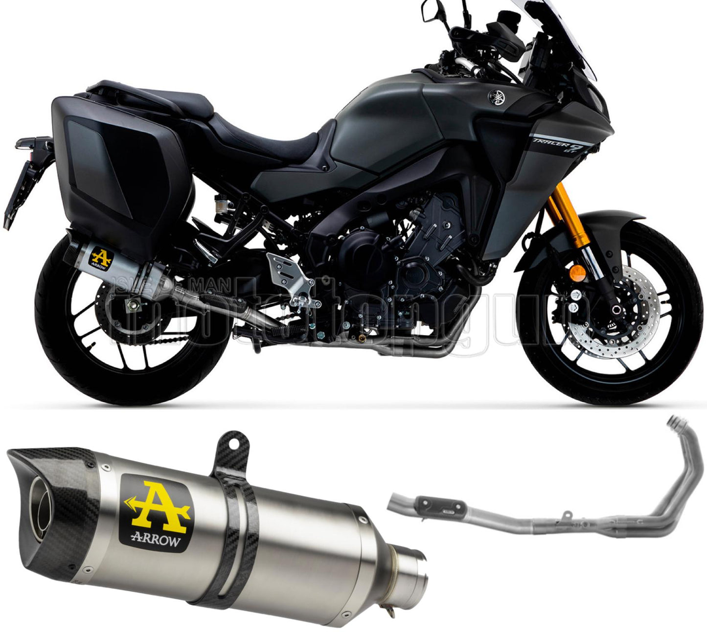 SCARICO OMOLOGATO OPEN ARROW THUNDER IN ALLUMINIO CON FONDELLO IN CARBY COMPATIBILE CON YAMAHA TRACER 9 GT 21/23