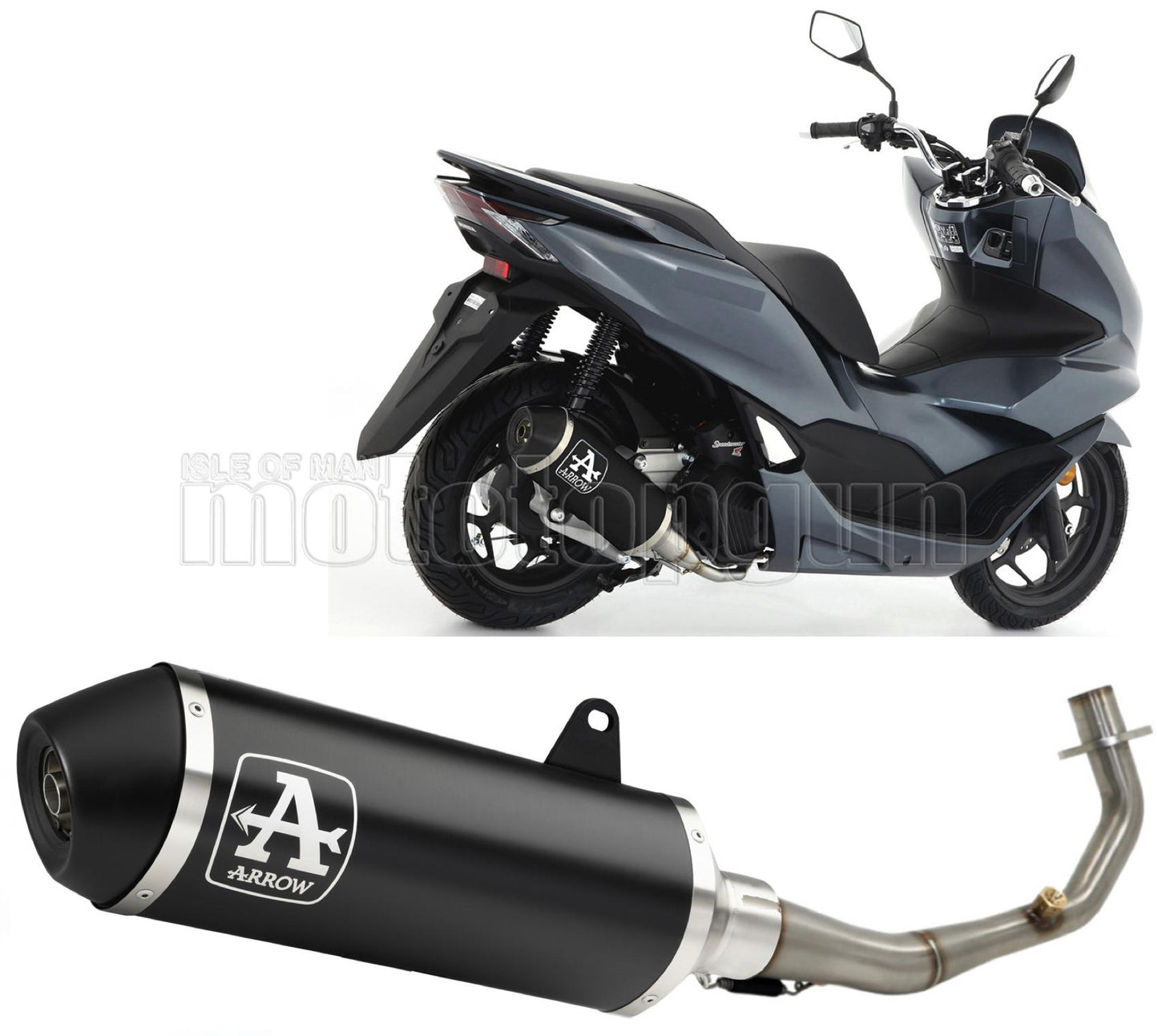SCARICO COMPLETO COMPETITION EVO ARROW URBAN IN ALLUMINIO NERO CON FONDELLO IN INOX NERO COMPATIBILE CON HONDA PCX 125 2021