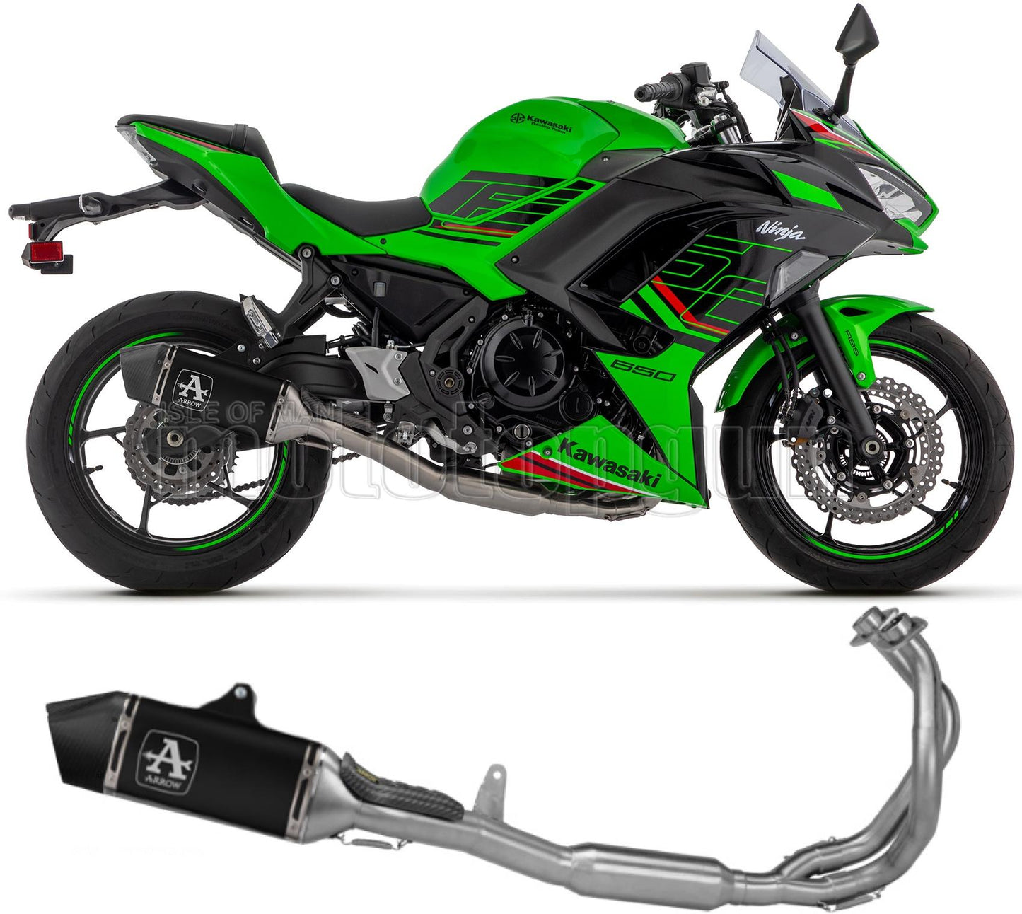 ARROW SCARICO COMPLETO OMOLOGATO CATALIZZATO VELOCE ALLUMINIO NERO FONDELLO CARBY COMPATIBILE CON KAWASAKI NINJA 650 35KW 24/25