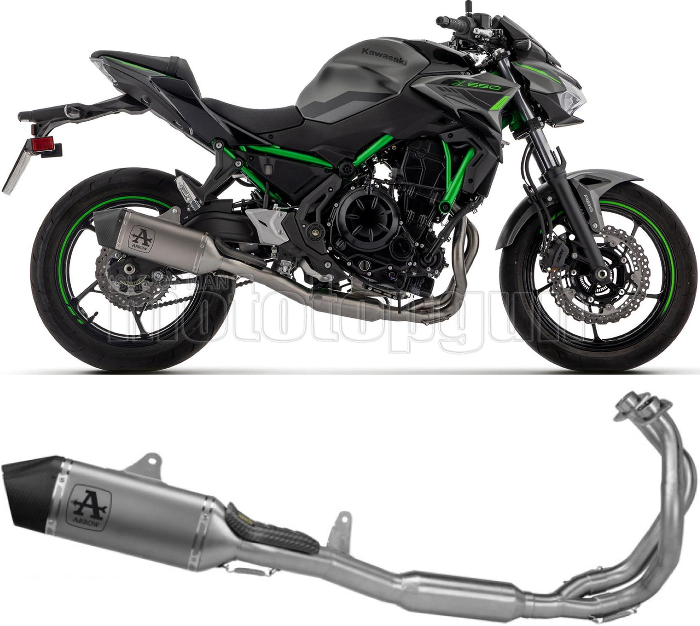 ARROW SCARICO COMPLETO OMOLOGATO CATALIZZATO VELOCE TITANIO FONDELLO CARBY COMPATIBILE CON KAWASAKI Z650 Z-650 35KW 24/25