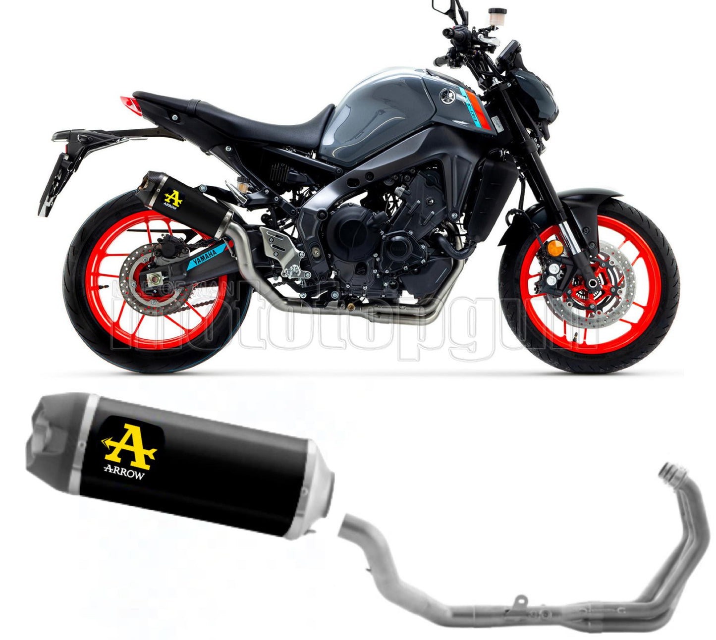 SCARICO OMOLOGATO OPEN ARROW WORKS IN NICHROM NERO CON FONDELLO IN CARBY COMPATIBILE CON YAMAHA MT09 MT-09 21/23