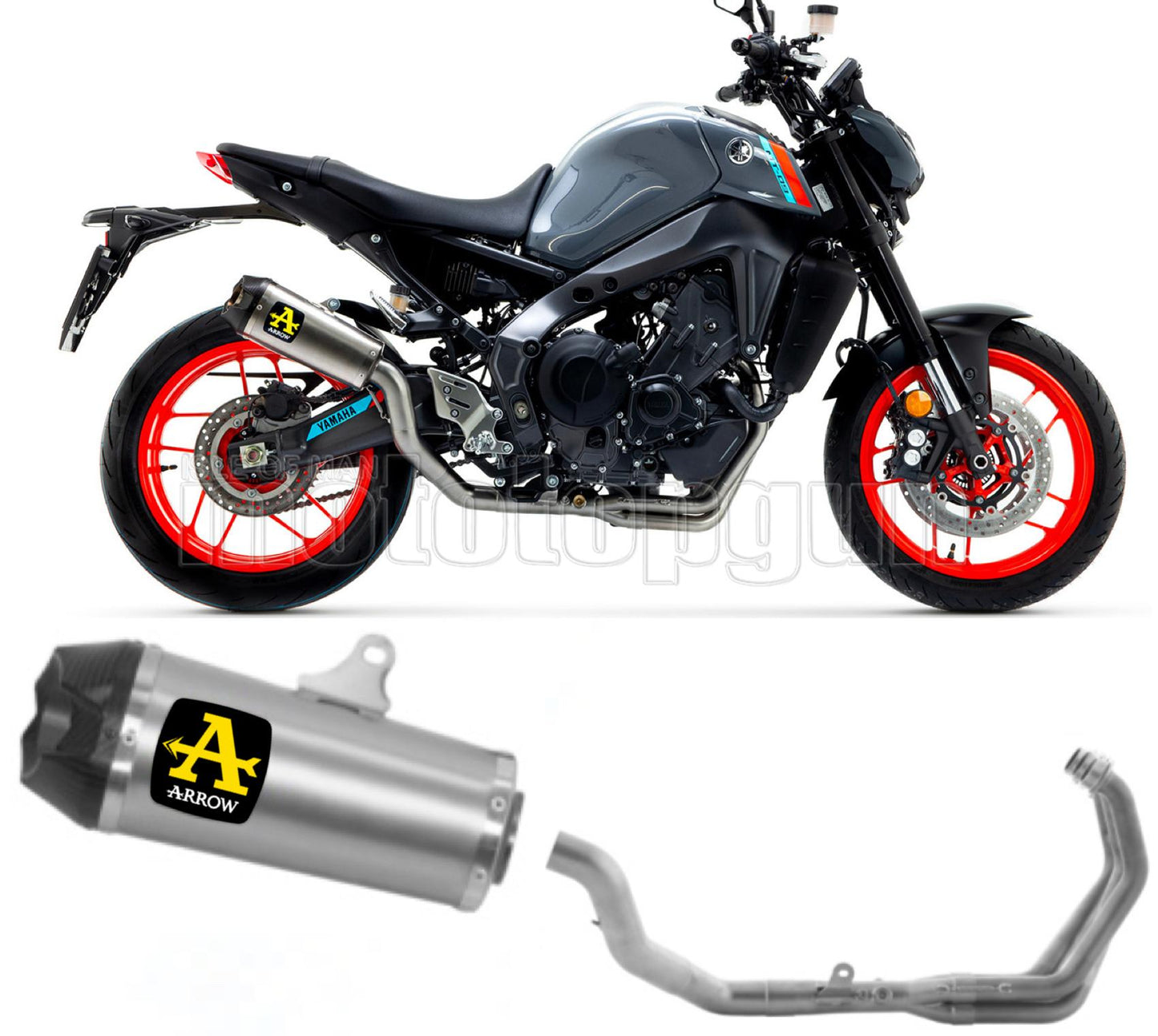 SCARICO OMOLOGATO OPEN ARROW WORKS IN TITANIO CON FONDELLO IN CARBY COMPATIBILE CON YAMAHA MT09 MT-09 21/23