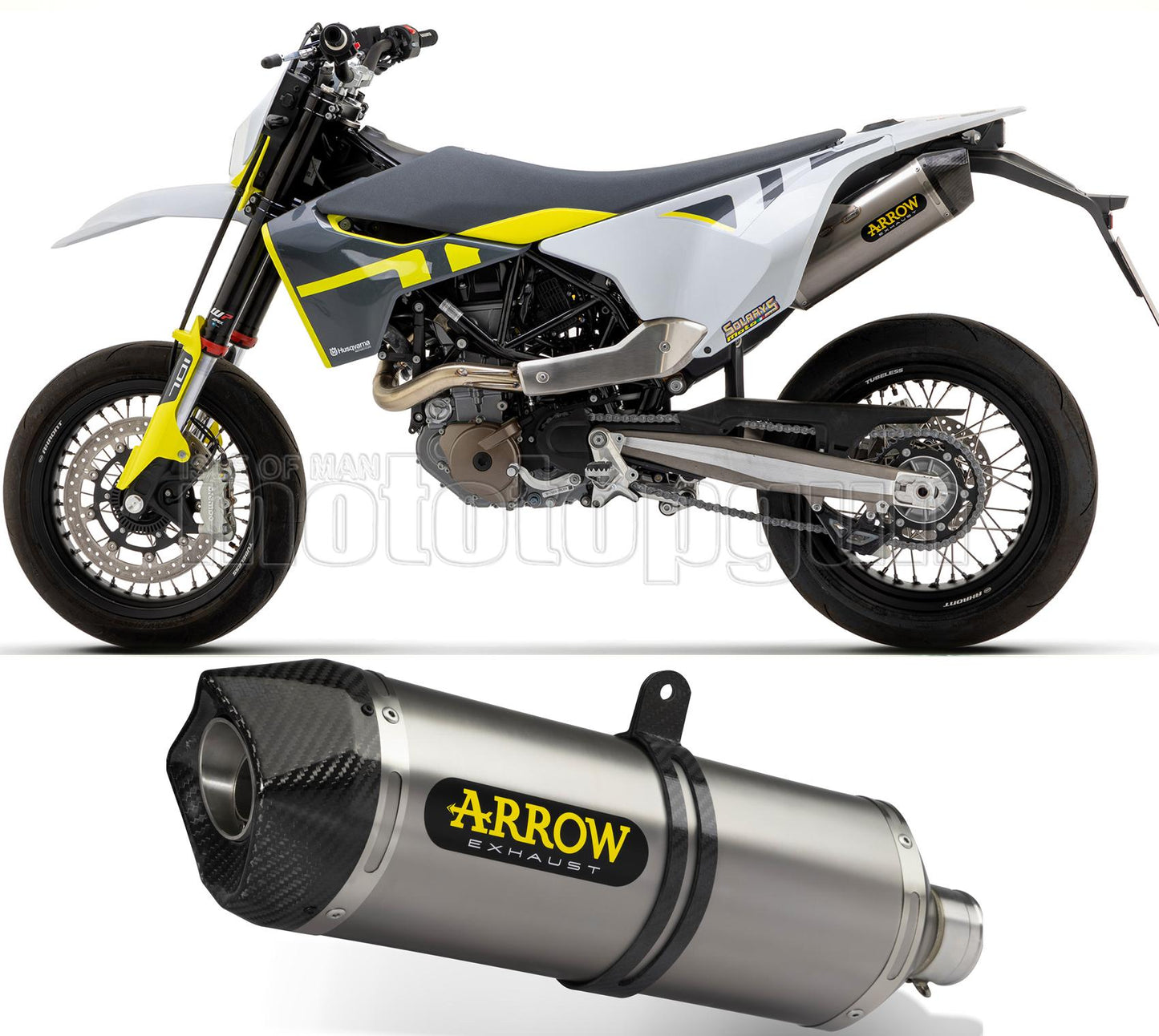 SCARICO OMOLOGATO ARROW RACE-TECH IN TITANIO CON FONDELLO IN CARBY COMPATIBILE CON HUSQVARNA 701 ENDURO 21/23