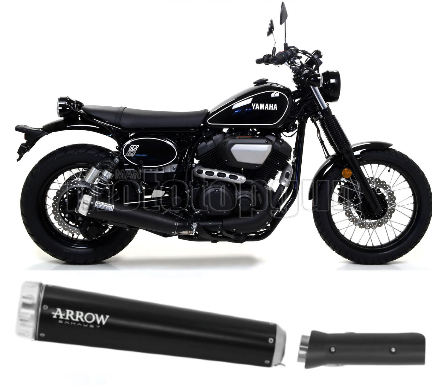 SCARICO RACE ARROW REBEL IN ALLUMINIO NERO CON FONDELLO IN ALLUMINIO COMPATIBILE CON YAMAHA SCR 950 17/20