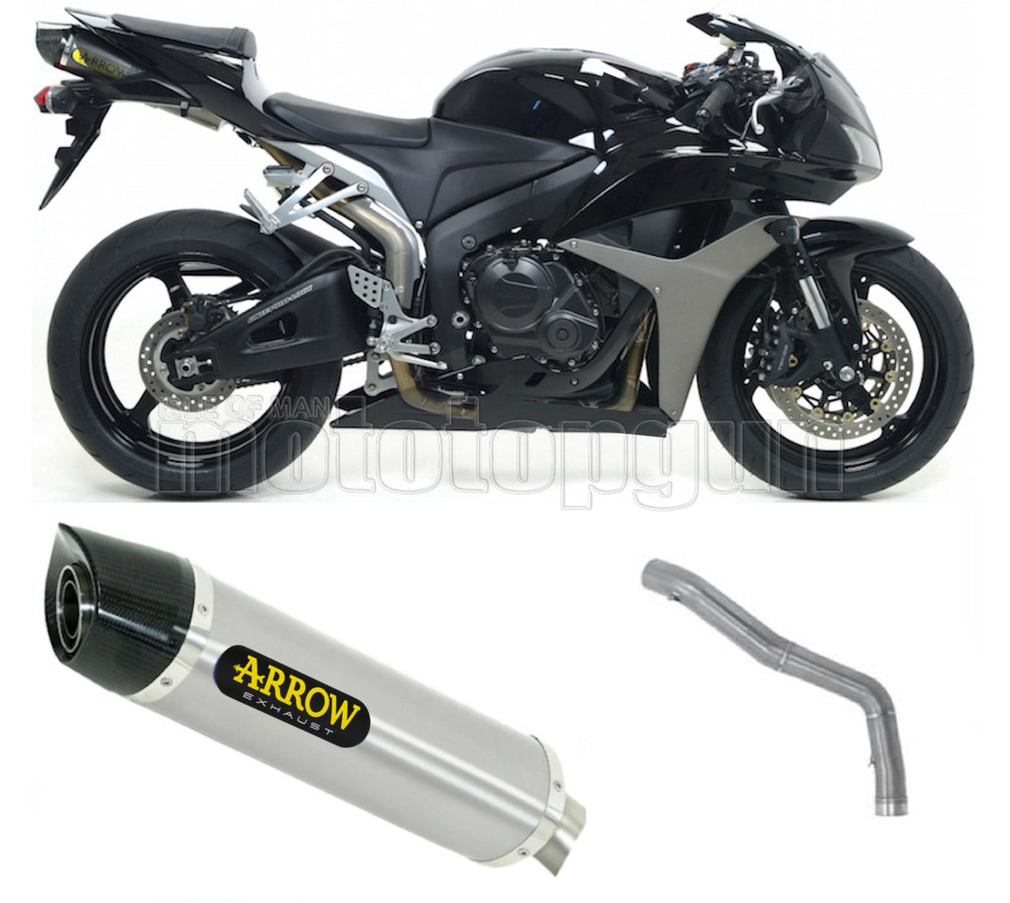 SCARICO COMPLETO OMOLOGATO OPEN ARROW INDY-RACE IN ALLUMINIO CON FONDELLO IN CARBY COMPATIBILE CON HONDA CBR 600 RR 07/08