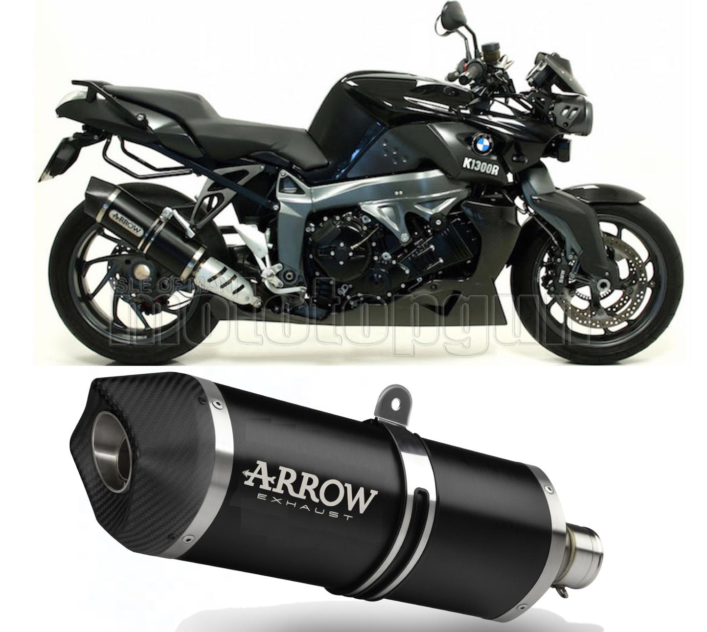 SCARICO COMPLETO OMOLOGATO OPEN ARROW MAXI RACE-TECH IN ALLUMINIO NERO CON FONDELLO IN CARBY COMPATIBILE CON BMW K1300 K-1300 R 09/16