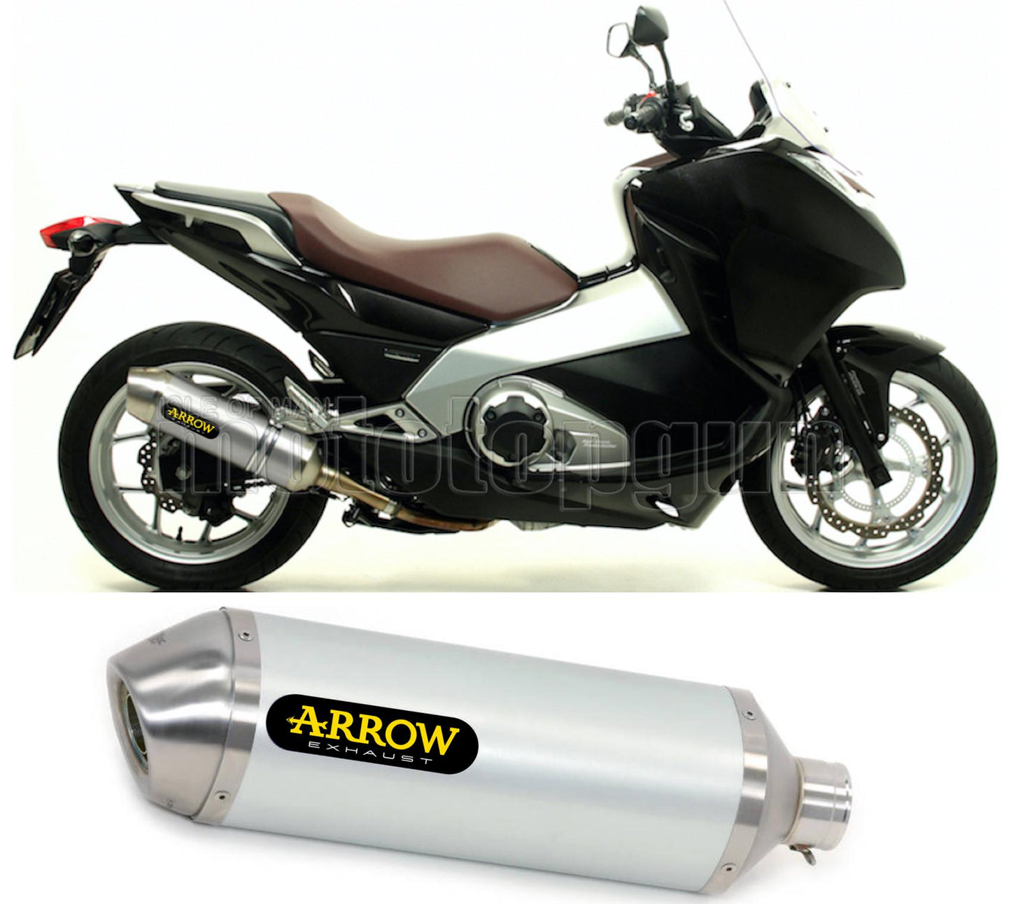 SCARICO COMPLETO OMOLOGATO OPEN ARROW RACE-TECH IN ALLUMINIO CON FONDELLO IN INOX COMPATIBILE CON HONDA INTEGRA 700 12/13