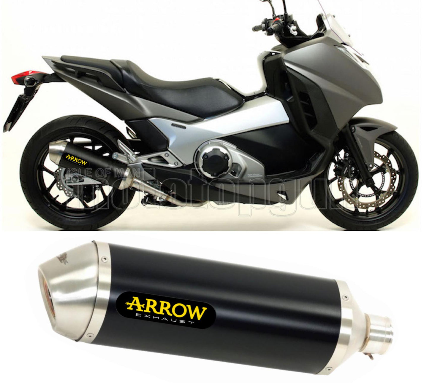 SCARICO COMPLETO OMOLOGATO OPEN ARROW RACE-TECH IN ALLUMINIO NERO CON FONDELLO IN INOX COMPATIBILE CON HONDA INTEGRA 750 DCT 14/20