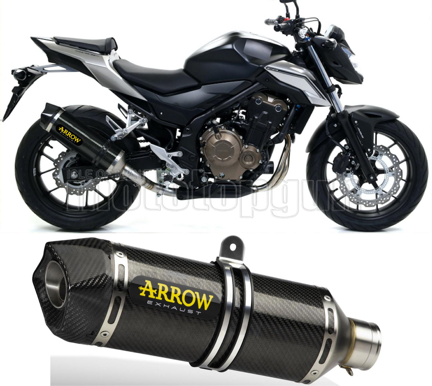 SCARICO OMOLOGATO OPEN ARROW RACE-TECH IN CARBONIO CON FONDELLO IN CARBY COMPATIBILE CON HONDA CBR 500 R 19/20