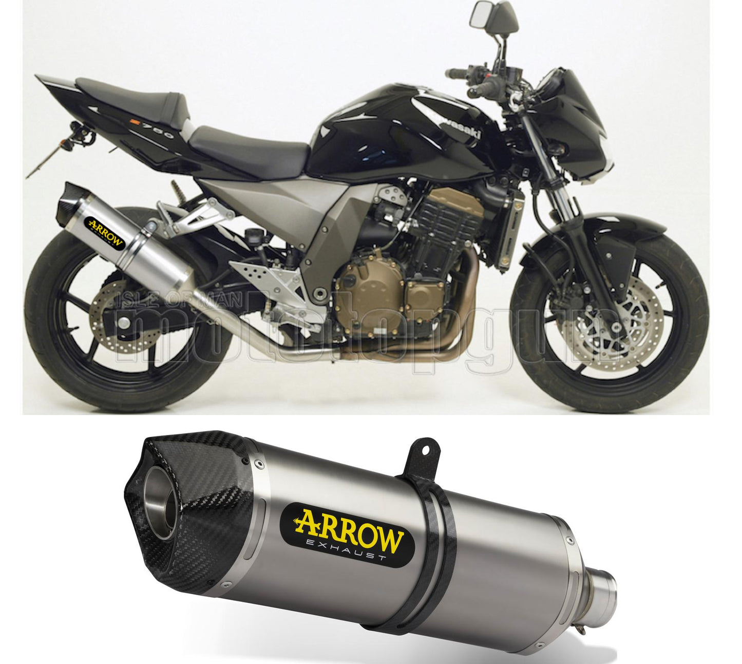 SCARICO COMPLETO OMOLOGATO OPEN DOPPIO TERMINALE ARROW RACE-TECH IN ALLUMINIO CON FONDELLO IN CARBY COMPATIBILE CON KAWASAKI Z750 Z-750 04/06