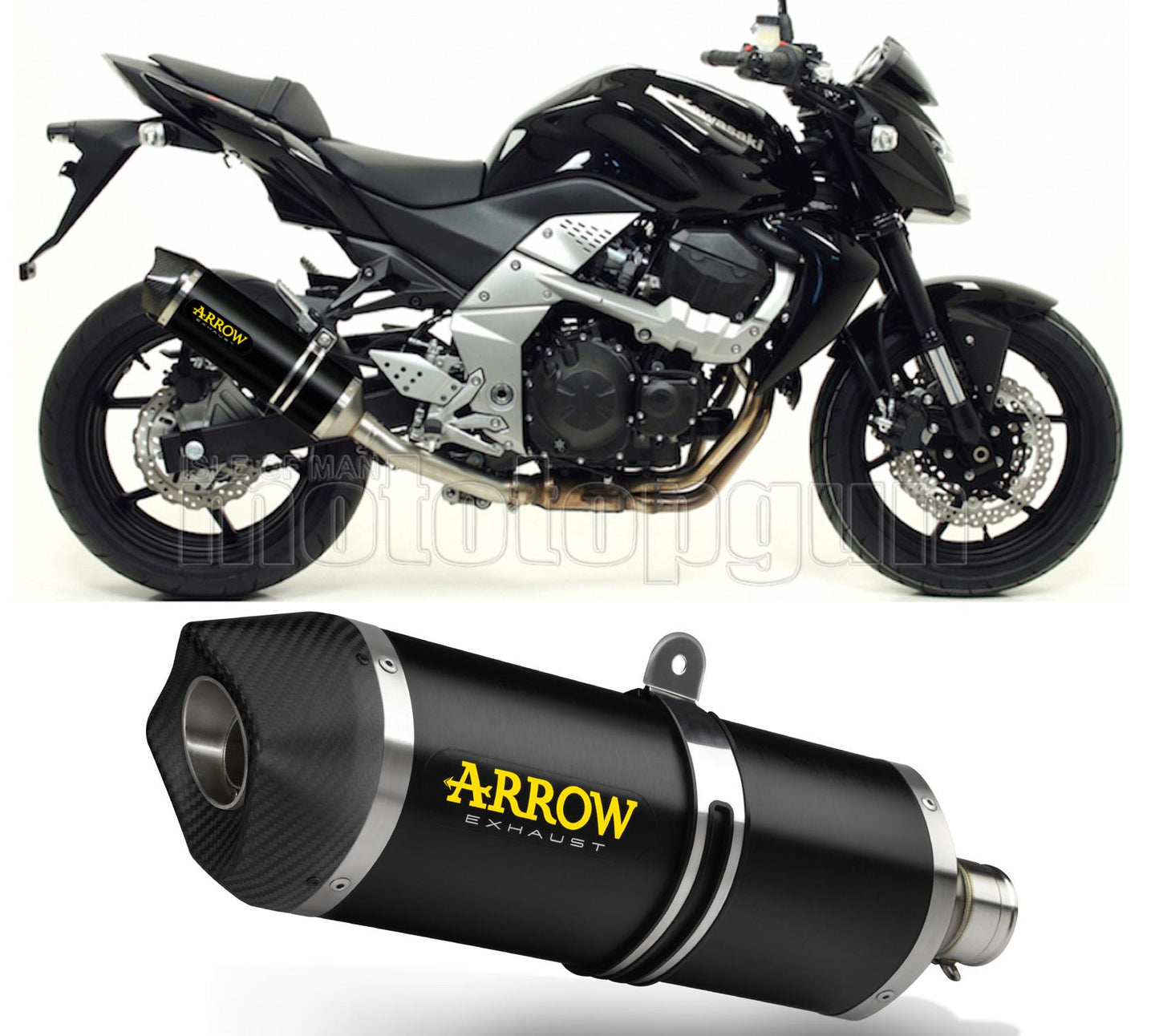 SCARICO COMPLETO OMOLOGATO OPEN ARROW RACE-TECH IN ALLUMINIO NERO CON FONDELLO IN CARBY COMPATIBILE CON KAWASAKI Z750 Z-750 R 11/14