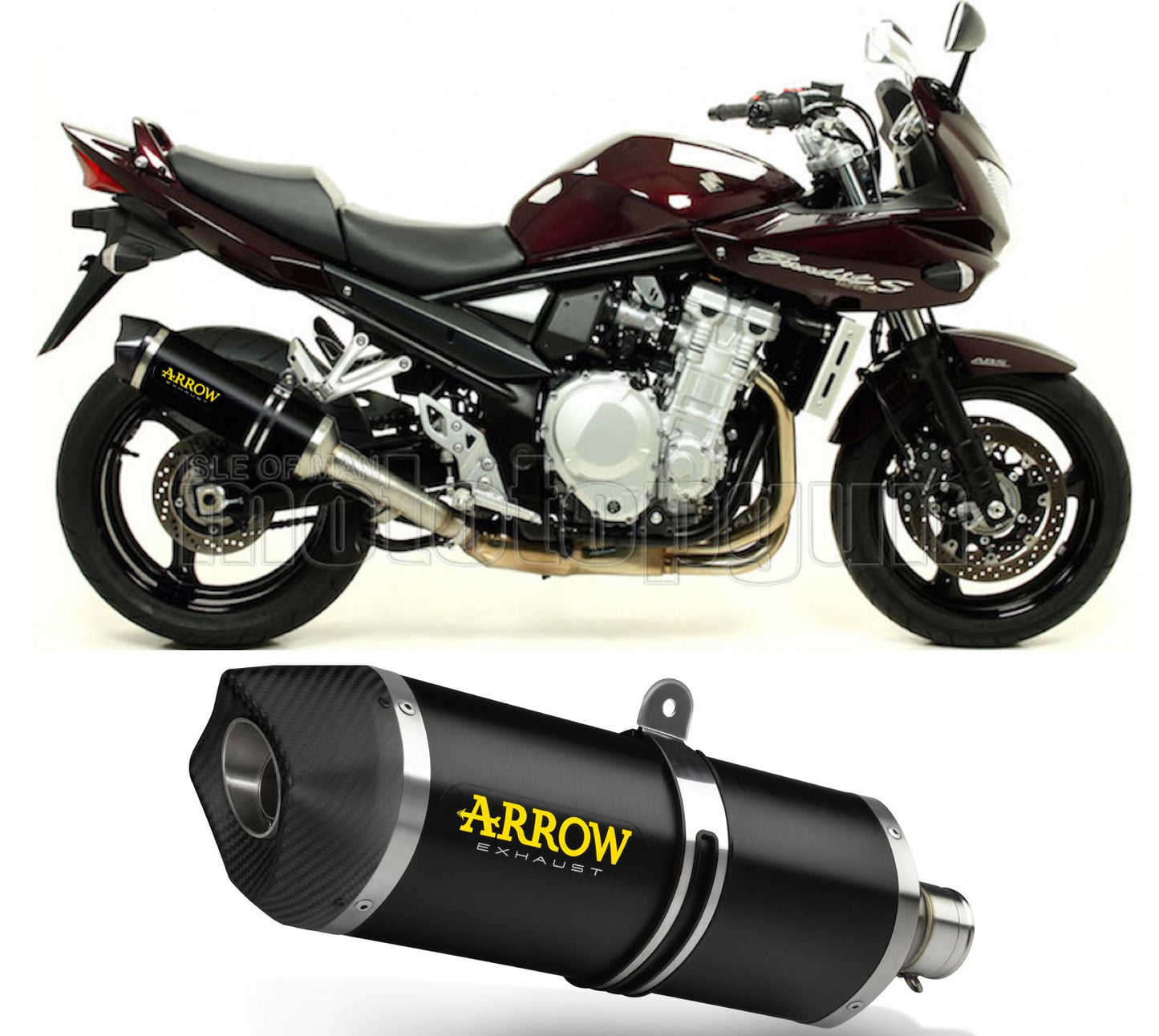 SCARICO OMOLOGATO CATALIZZATO ARROW RACE-TECH IN ALLUMINIO NERO CON FONDELLO IN CARBY COMPATIBILE CON SUZUKI GSF 650 BANDIT S 07/13