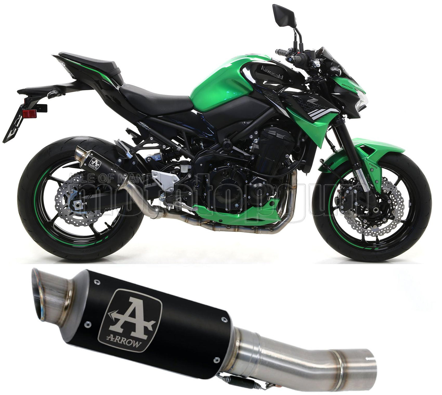 SCARICO COMPLETO OMOLOGATO CATALIZZATO ARROW GP2 GP-2 IN NICHROM NERO CON FONDELLO IN INOX COMPATIBILE CON KAWASAKI Z900 Z-900 E 17/19