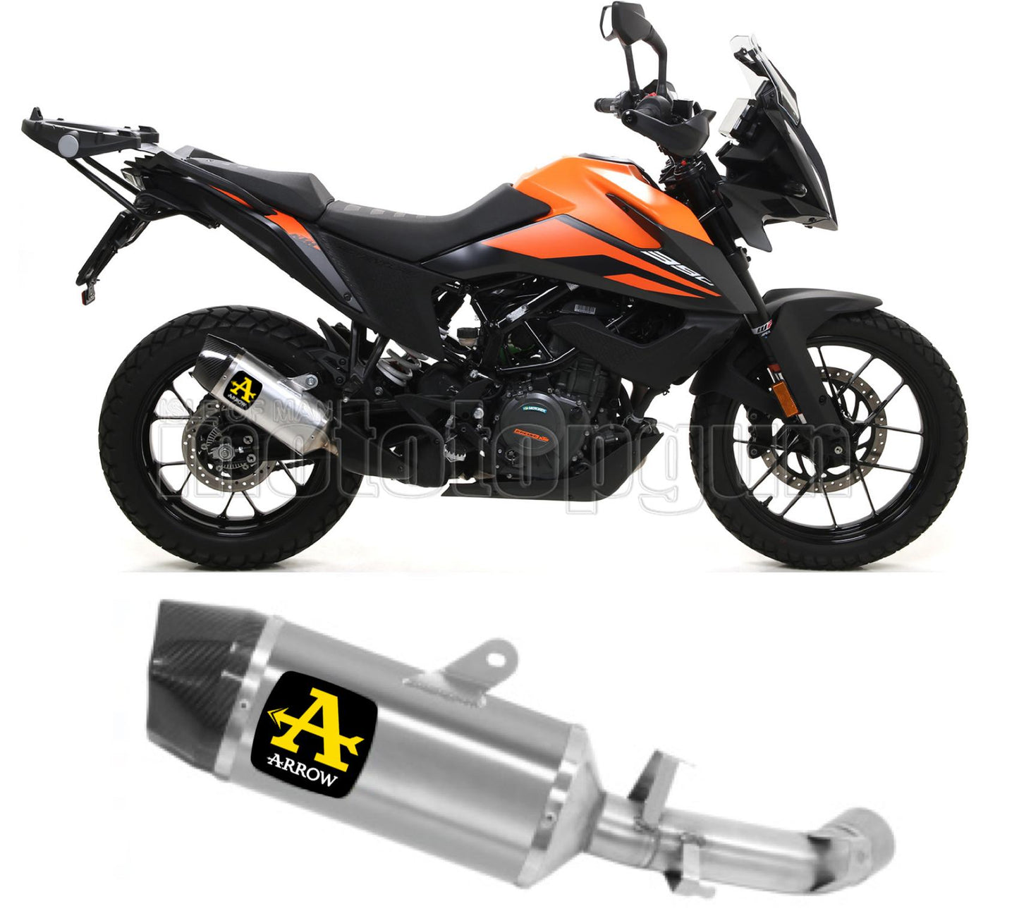 SCARICO OMOLOGATO ARROW INDY-RACE IN TITANIO CON FONDELLO IN CARBY COMPATIBILE CON KTM 390 ADVENTURE 20/23