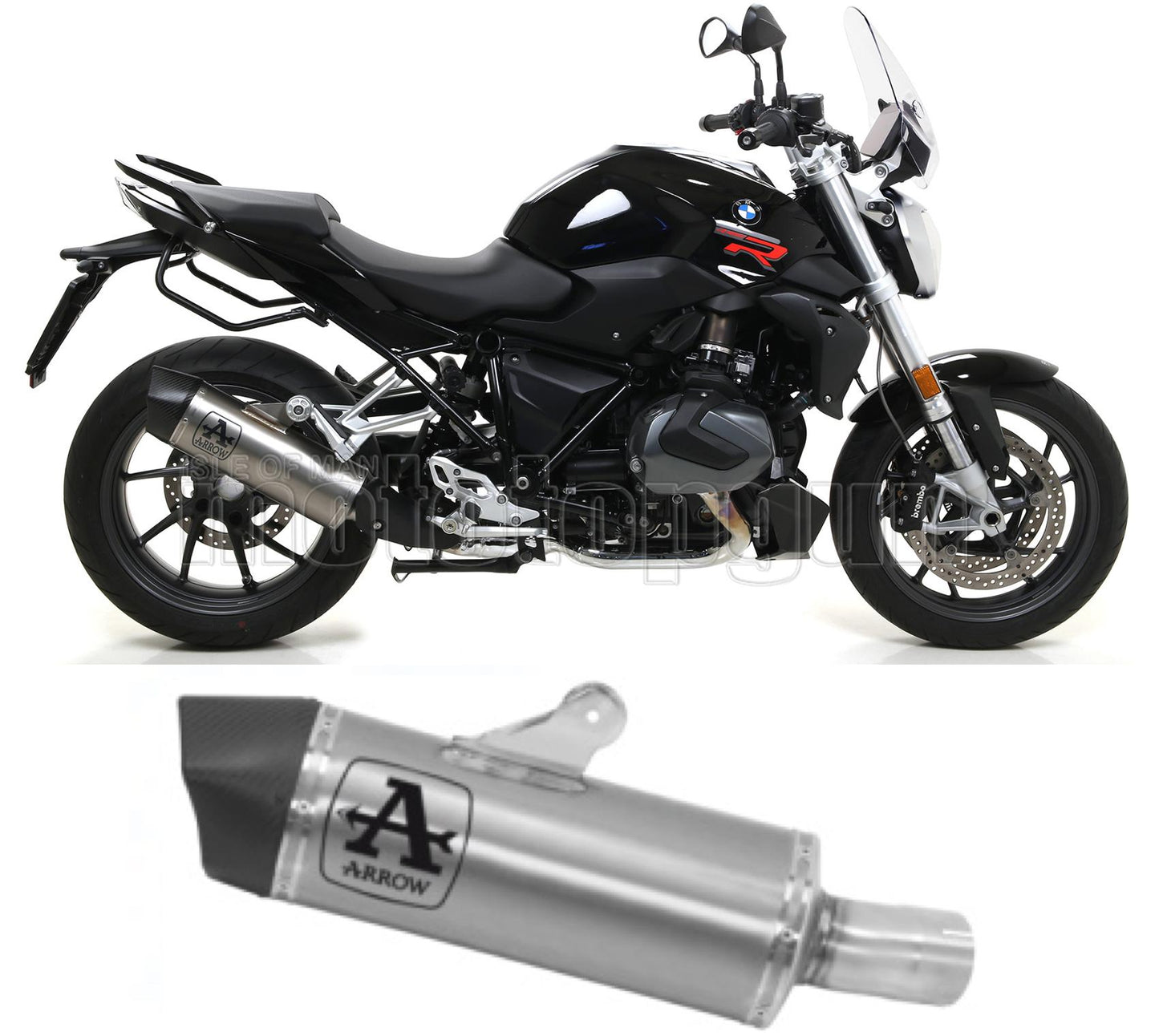 SCARICO OMOLOGATO OPEN ARROW MAXI RACE-TECH IN TITANIO CON FONDELLO IN CARBY COMPATIBILE CON BMW R1250 R-1250 RS 19/20