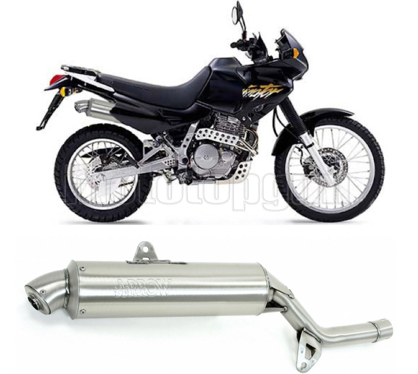 SCARICO OMOLOGATO ARROW PARIS DACAR IN INOX CON FONDELLO IN INOX COMPATIBILE CON HONDA NX 650 DOMINATOR 87/93