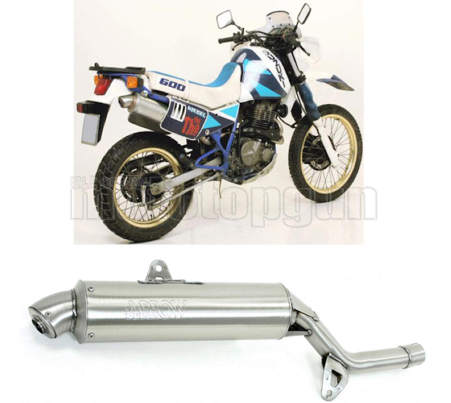 SCARICO OMOLOGATO ARROW PARIS DACAR IN INOX CON FONDELLO IN INOX COMPATIBILE CON SUZUKI DR 600 R 85/87