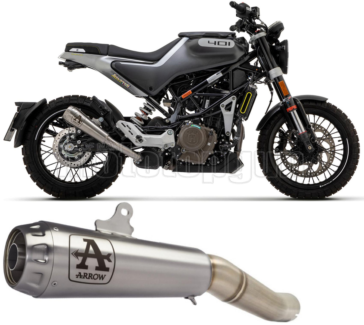 SCARICO OMOLOGATO ARROW PRO-RACE IN NICHROM CON FONDELLO IN INOX COMPATIBILE CON HUSQVARNA VITPILEN 401 20/23