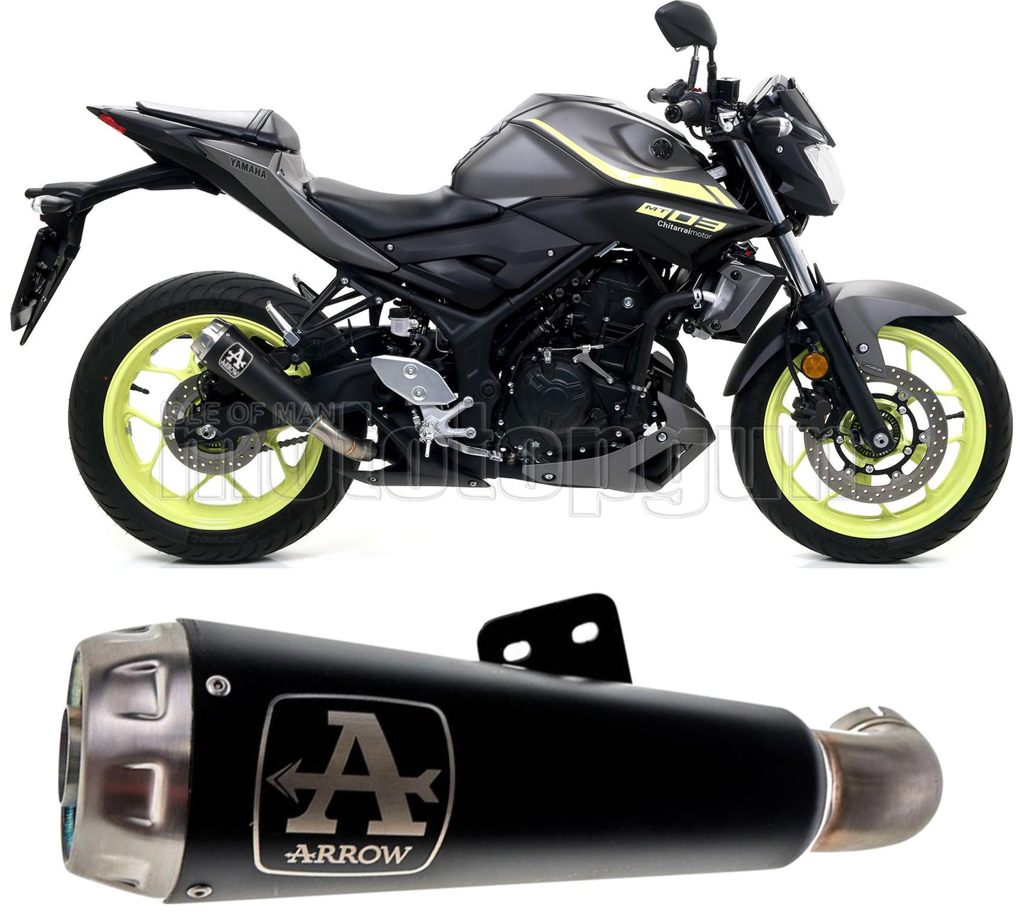 SCARICO OMOLOGATO CATALIZZATO ARROW PRO-RACE IN NICHROM NERO CON FONDELLO IN INOX COMPATIBILE CON YAMAHA MT03 MT-03 18/19