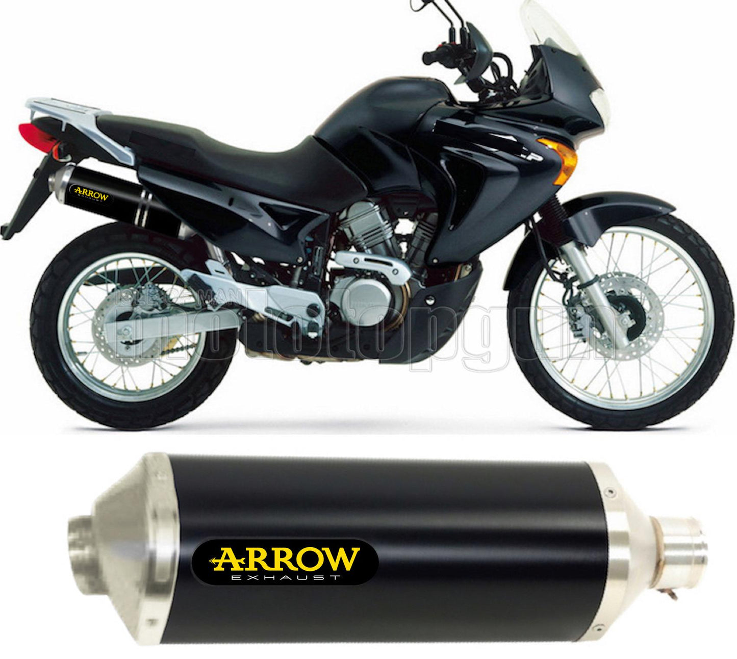 SCARICO OMOLOGATO ARROW RACE-TECH IN ALLUMINIO NERO CON FONDELLO IN INOX COMPATIBILE CON HONDA XL 650 V TRANSALP 00/07
