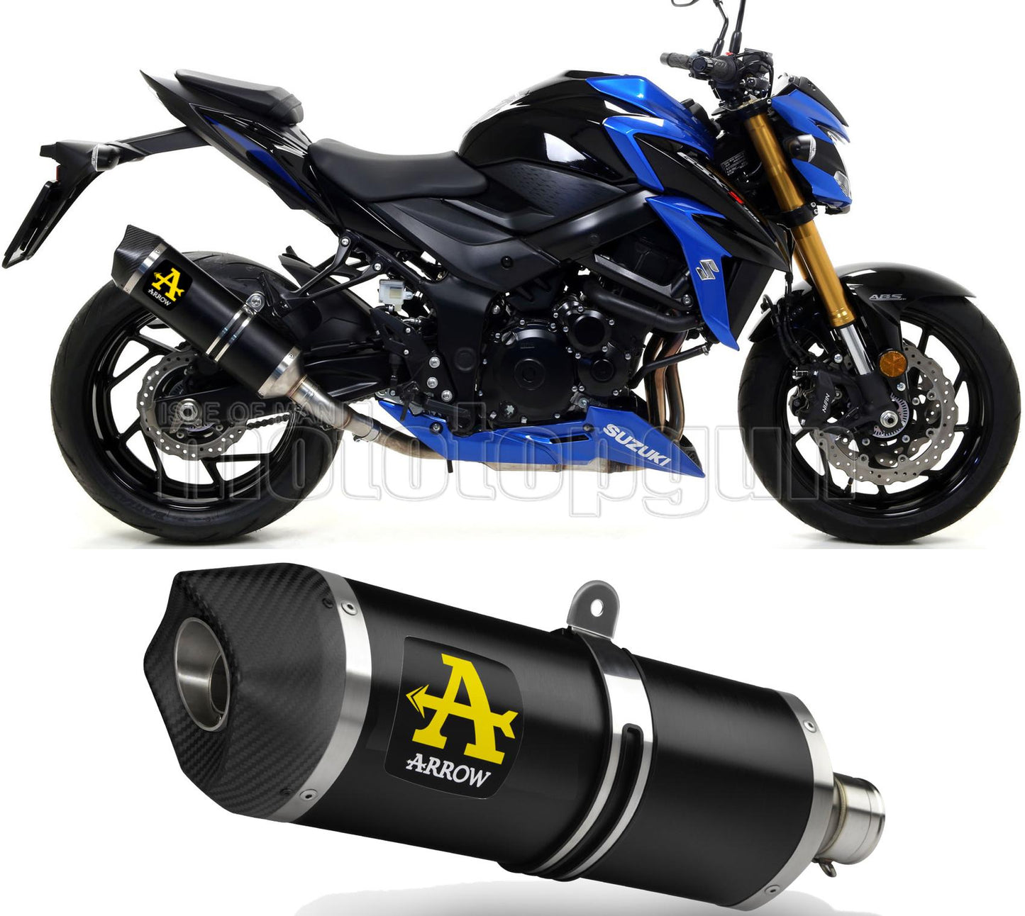 SCARICO COMPLETO OMOLOGATO OPEN ARROW RACE-TECH IN ALLUMINIO NERO CON FONDELLO IN CARBY COMPATIBILE CON SUZUKI GSX-S 750 17/20